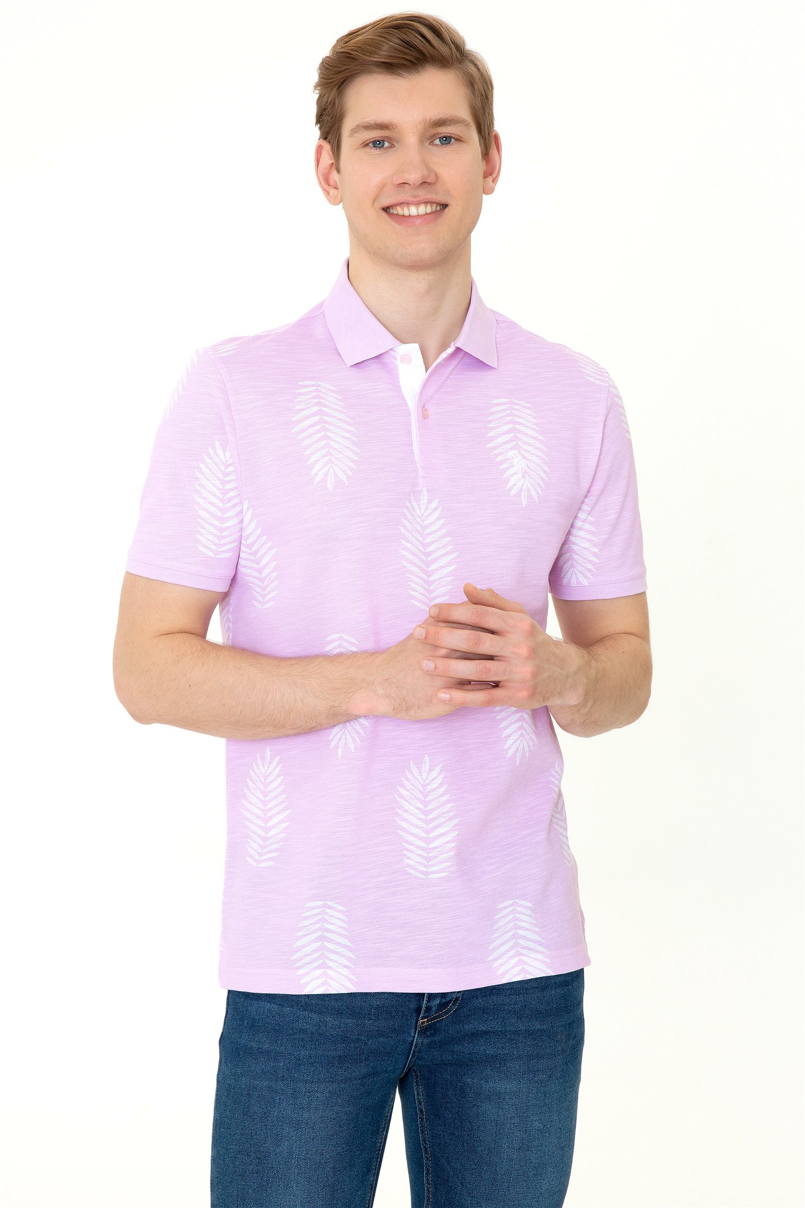 تی شرت یقه پولو بنفش  رگولار آستین کوتاه مردانه یو اس پولو | US POLO ASSN