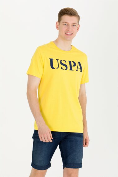 تی شرت یقه گرد زرد تیره  رگولار آستین کوتاه مردانه یو اس پولو | US POLO ASSN
