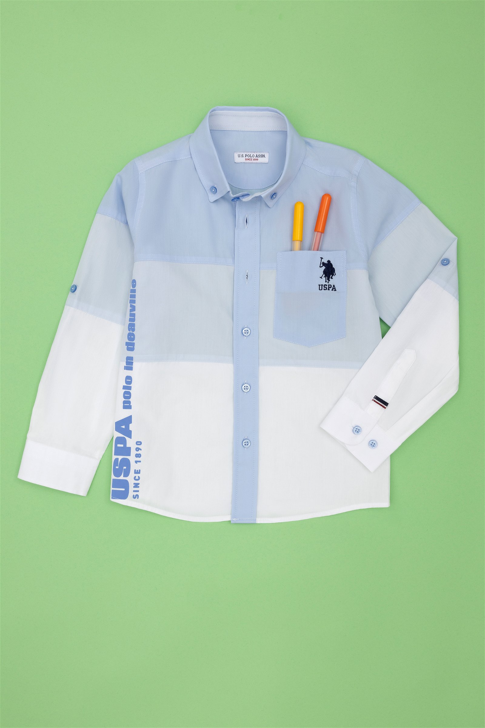 پیراهن  آبی  رگولار  پسرانه یو اس پولو | US POLO ASSN