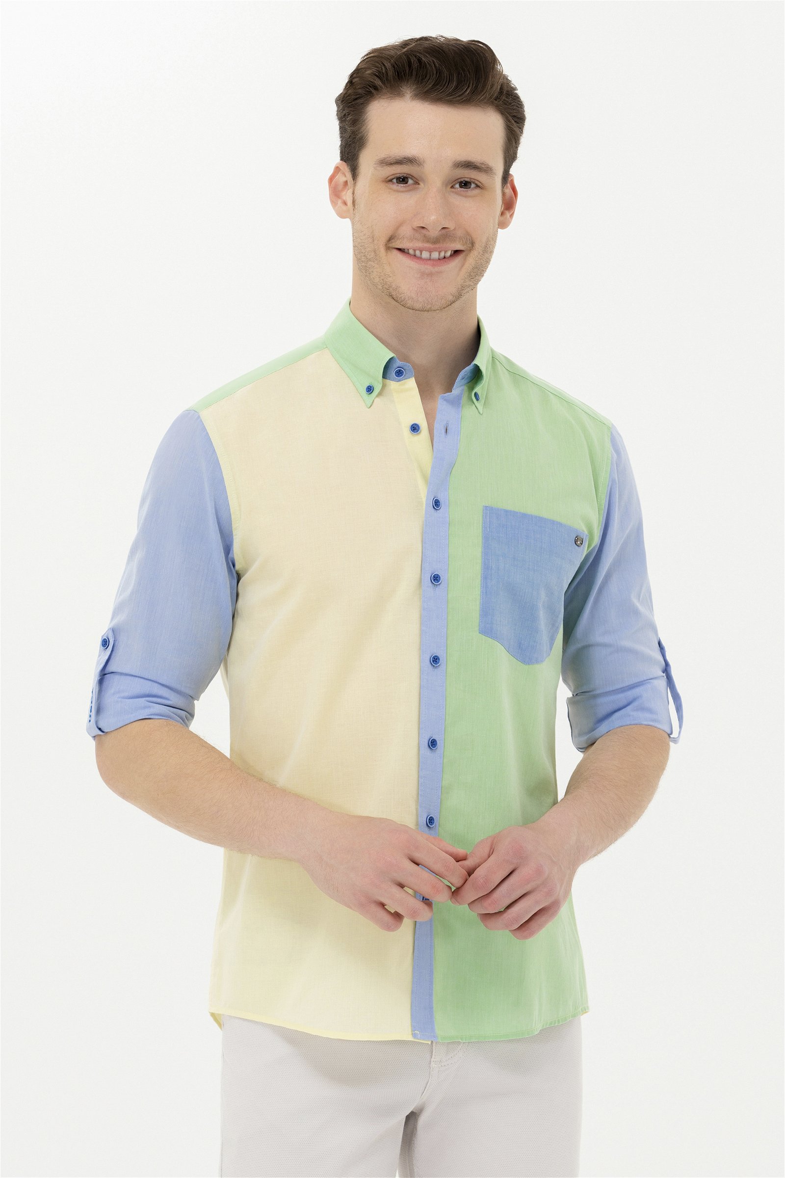 پیراهن  آبی  رگولار  مردانه یو اس پولو | US POLO ASSN