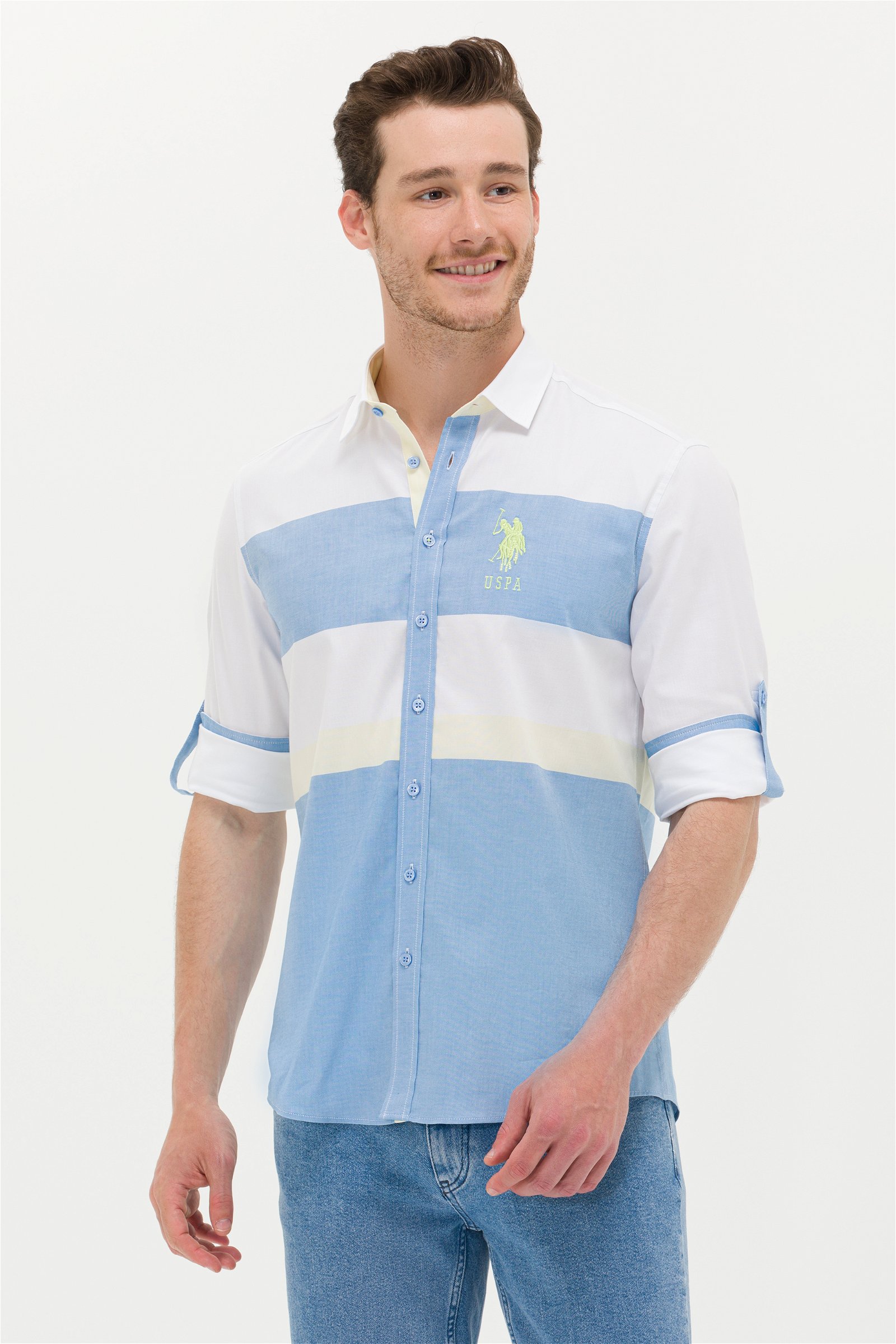 پیراهن  آبی  رگولار  مردانه یو اس پولو | US POLO ASSN
