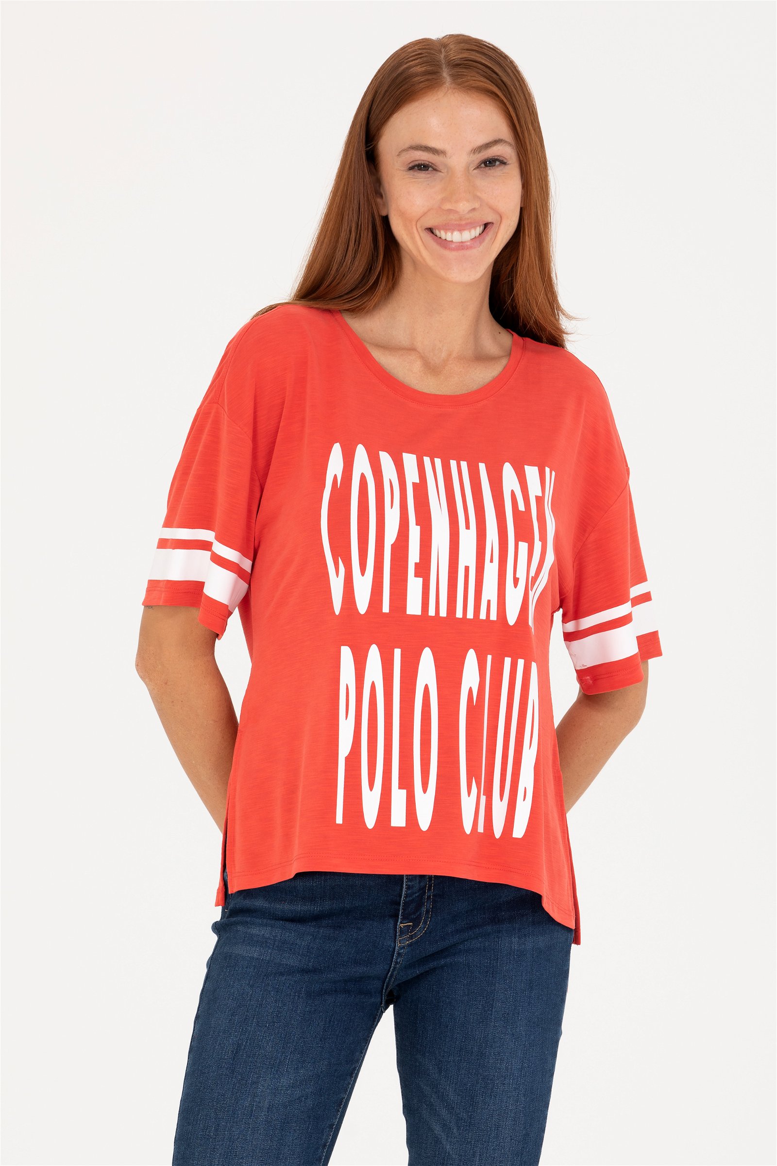 تی شرت  قرمز  ریلکس  زنانه یو اس پولو | US POLO ASSN
