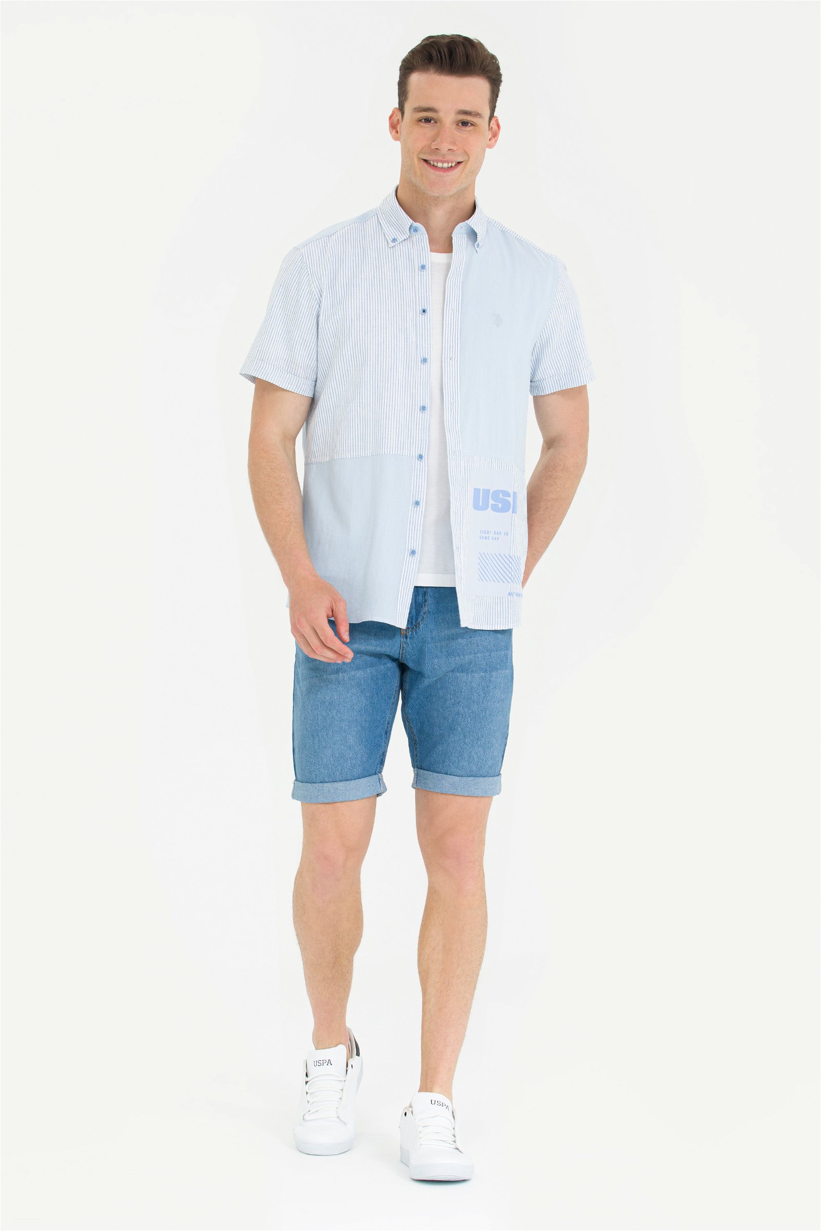 شلوارک جین  سورمه ای روشن  رگولار  مردانه یو اس پولو | US POLO ASSN