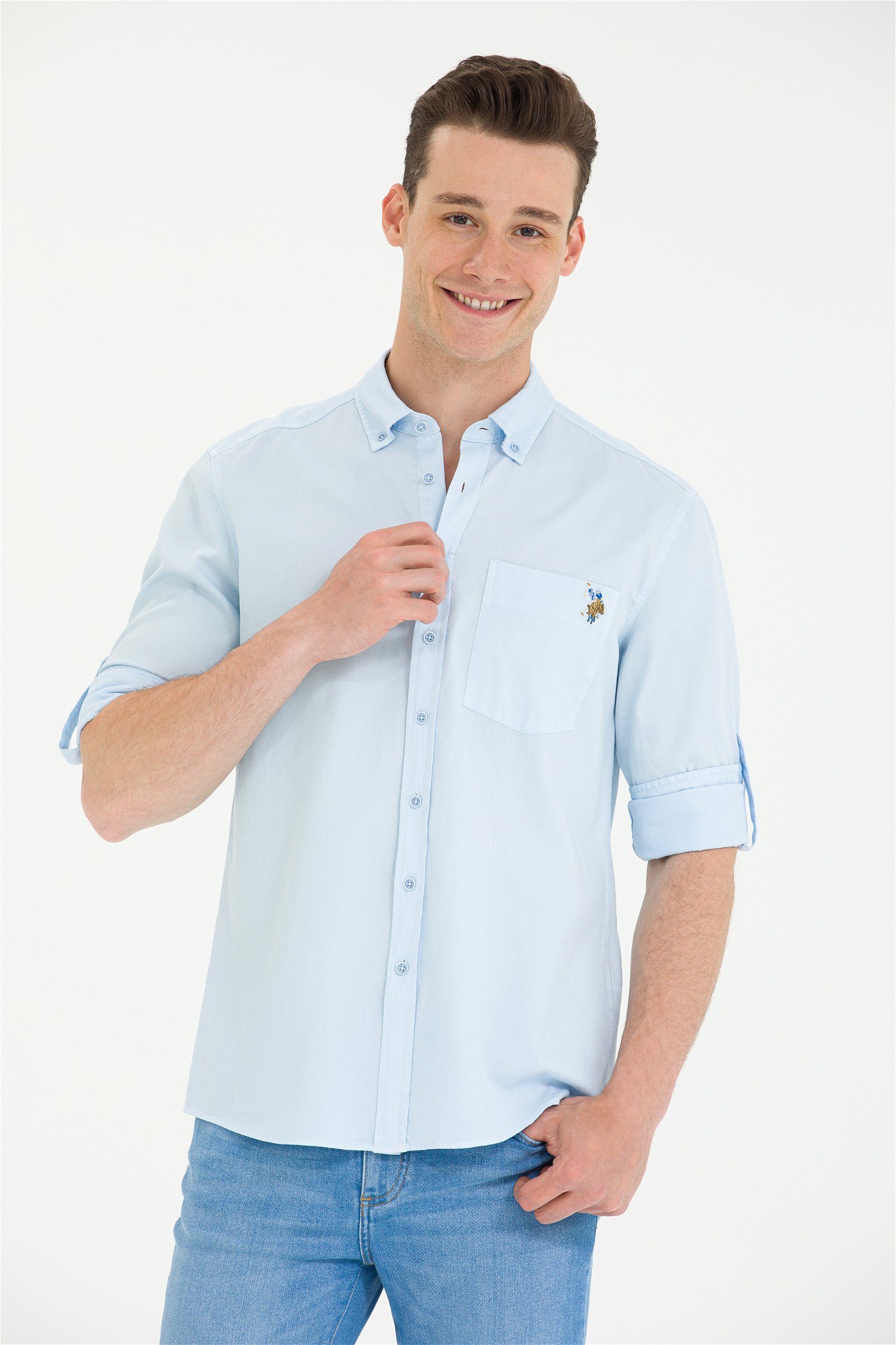پیراهن  آبی  رگولار  مردانه یو اس پولو | US POLO ASSN