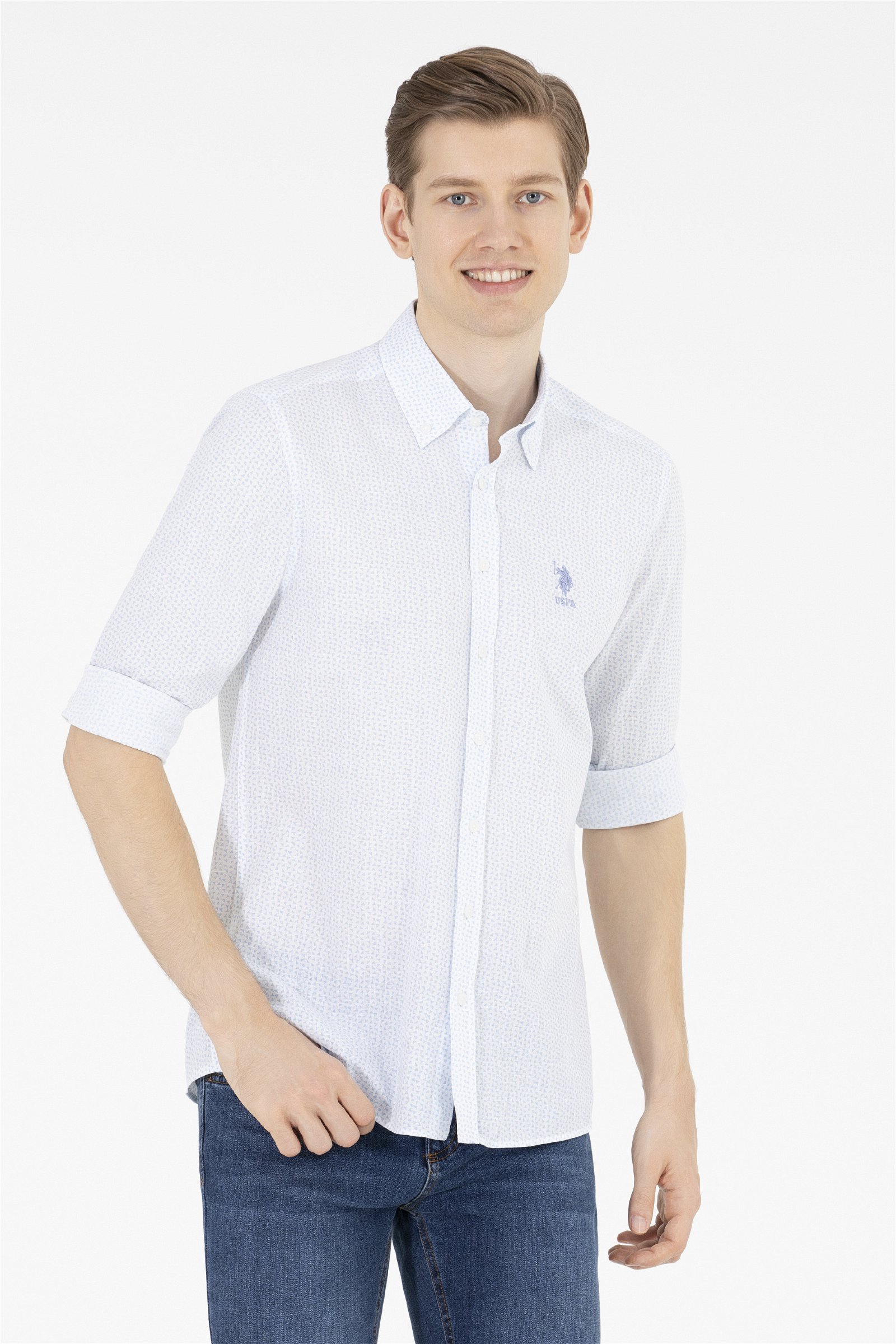 پیراهن  آبی  رگولار  مردانه یو اس پولو | US POLO ASSN