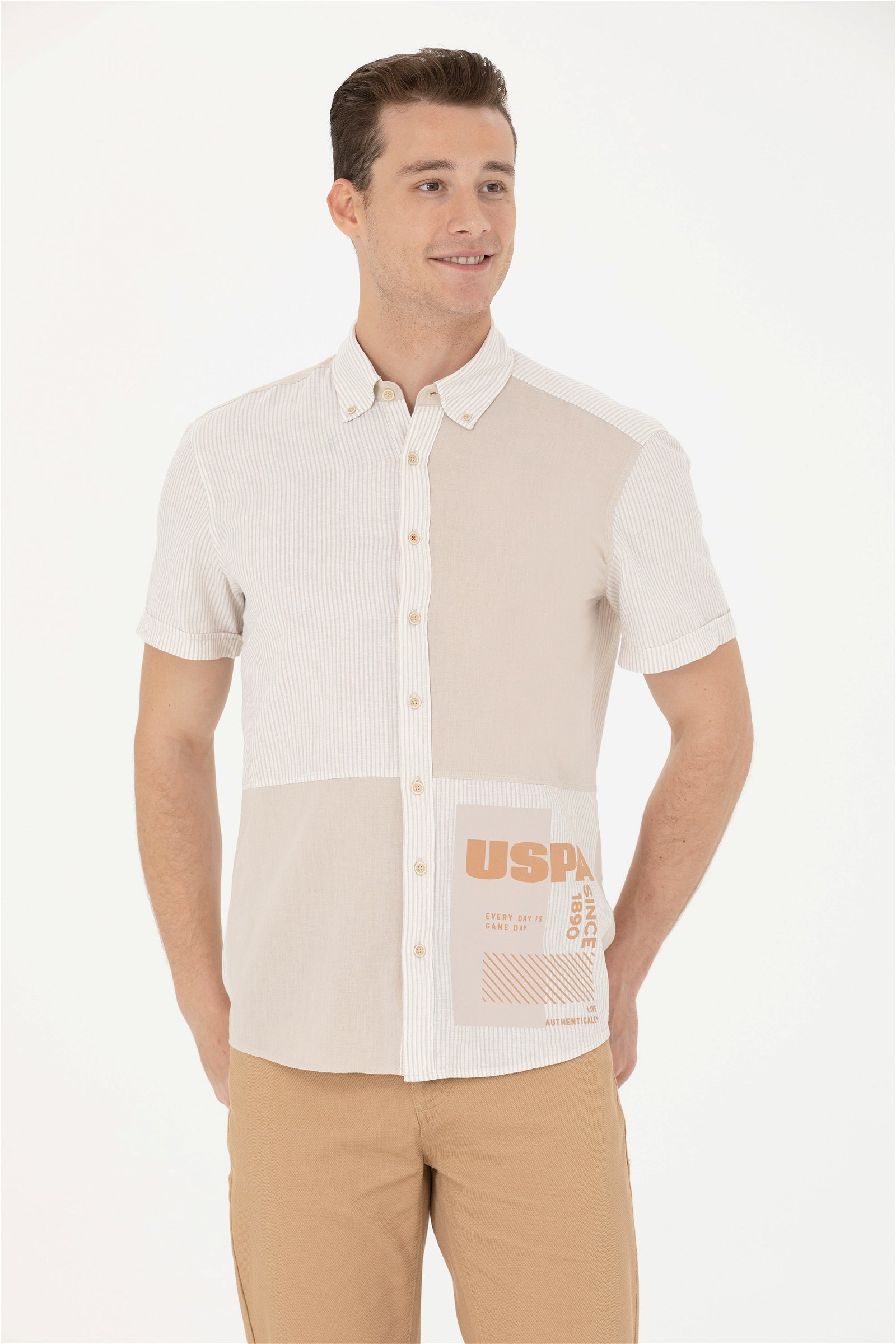 پیراهن  خاکستری  رگولار  مردانه یو اس پولو | US POLO ASSN