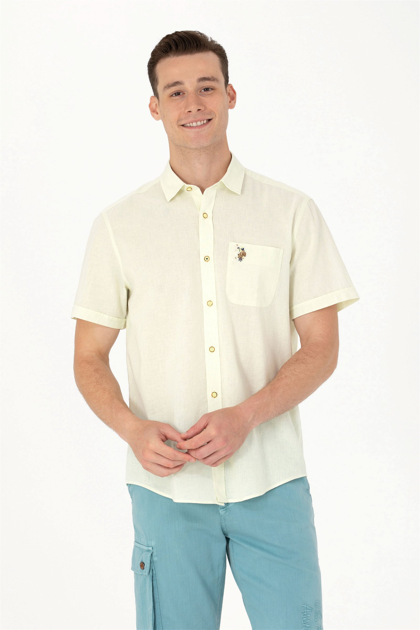 پیراهن  زرد روشن  ریلکس  مردانه یو اس پولو | US POLO ASSN