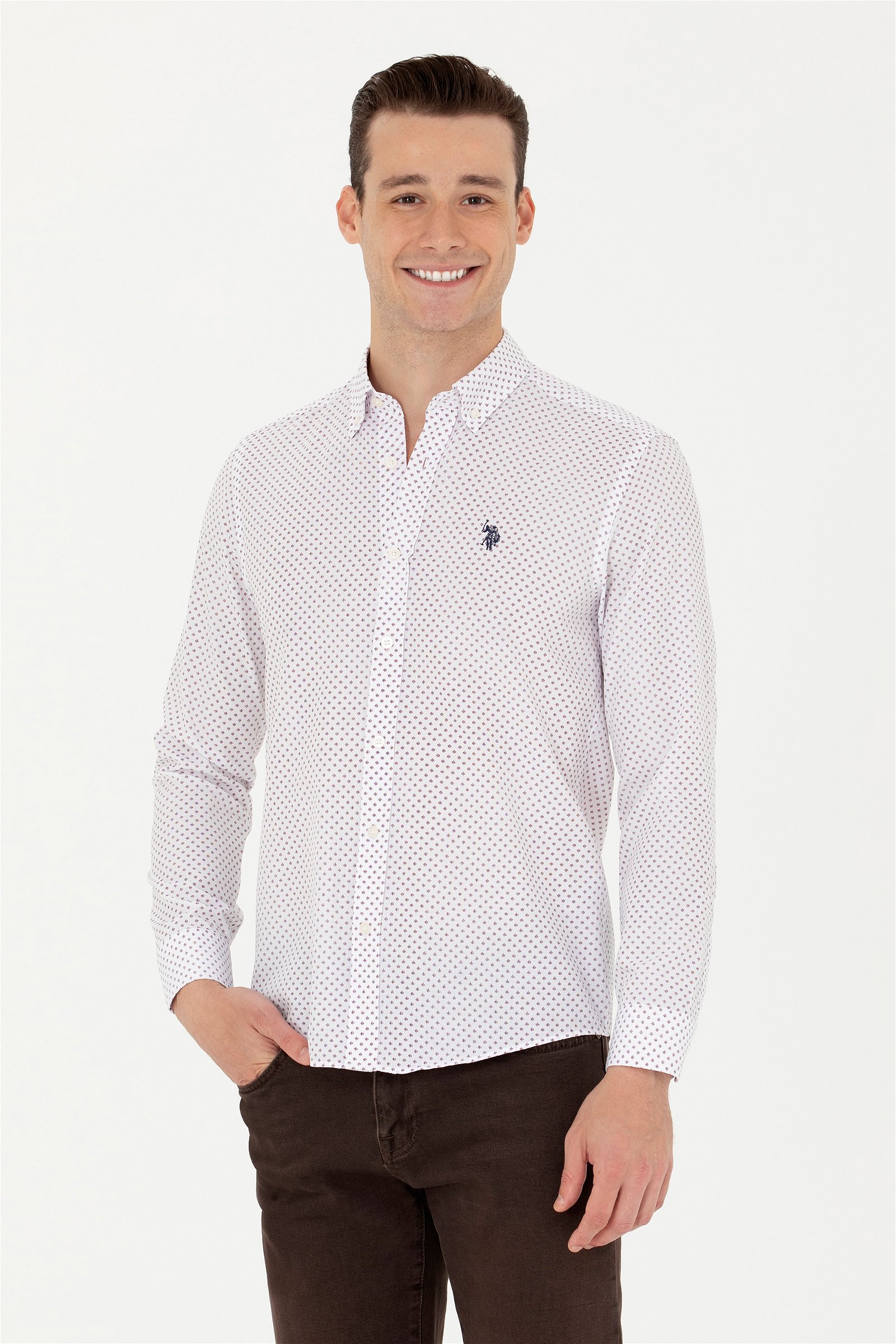 پیراهن  بورگاندی  اندامی  مردانه یو اس پولو | US POLO ASSN