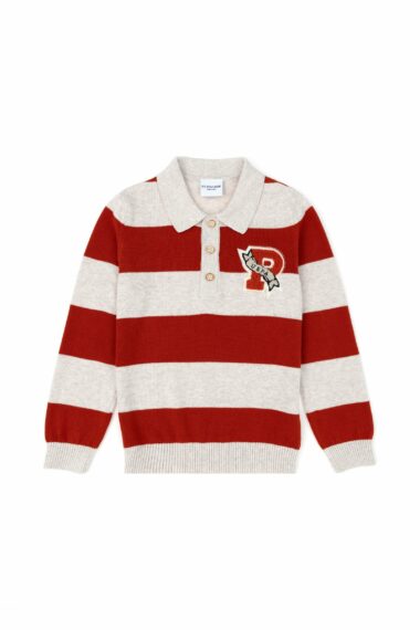 تریکو یقه پولو خاکستری ملانژ  رگولار آستین بلند پسرانه یو اس پولو | US POLO ASSN