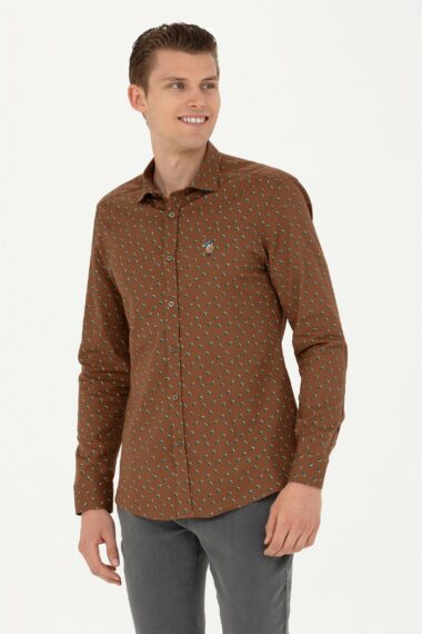 پیراهن  خاکی روشن  اندامی  مردانه یو اس پولو | US POLO ASSN