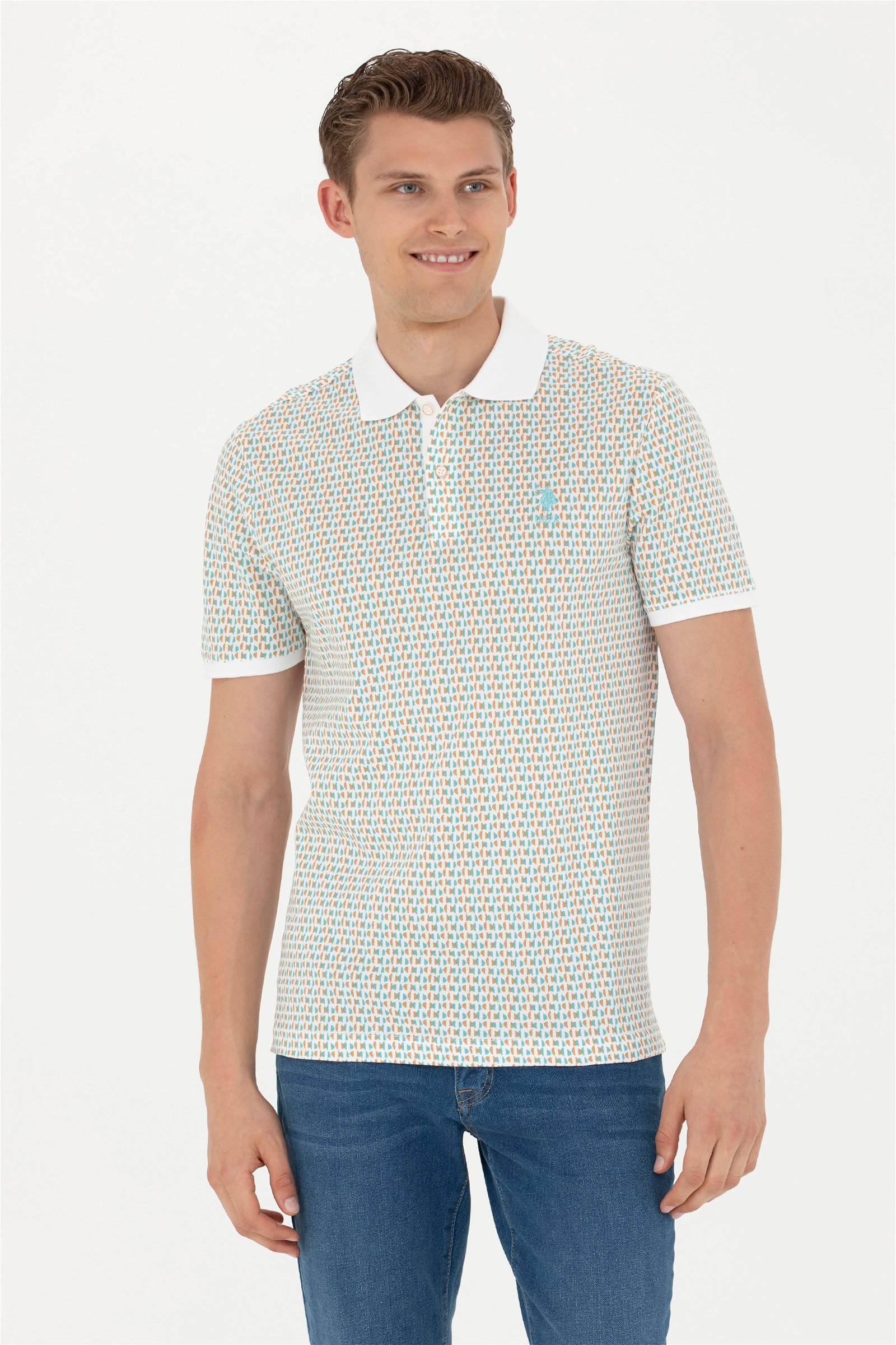 تی شرت یقه پولو نعناعی  رگولار آستین کوتاه مردانه یو اس پولو | US POLO ASSN