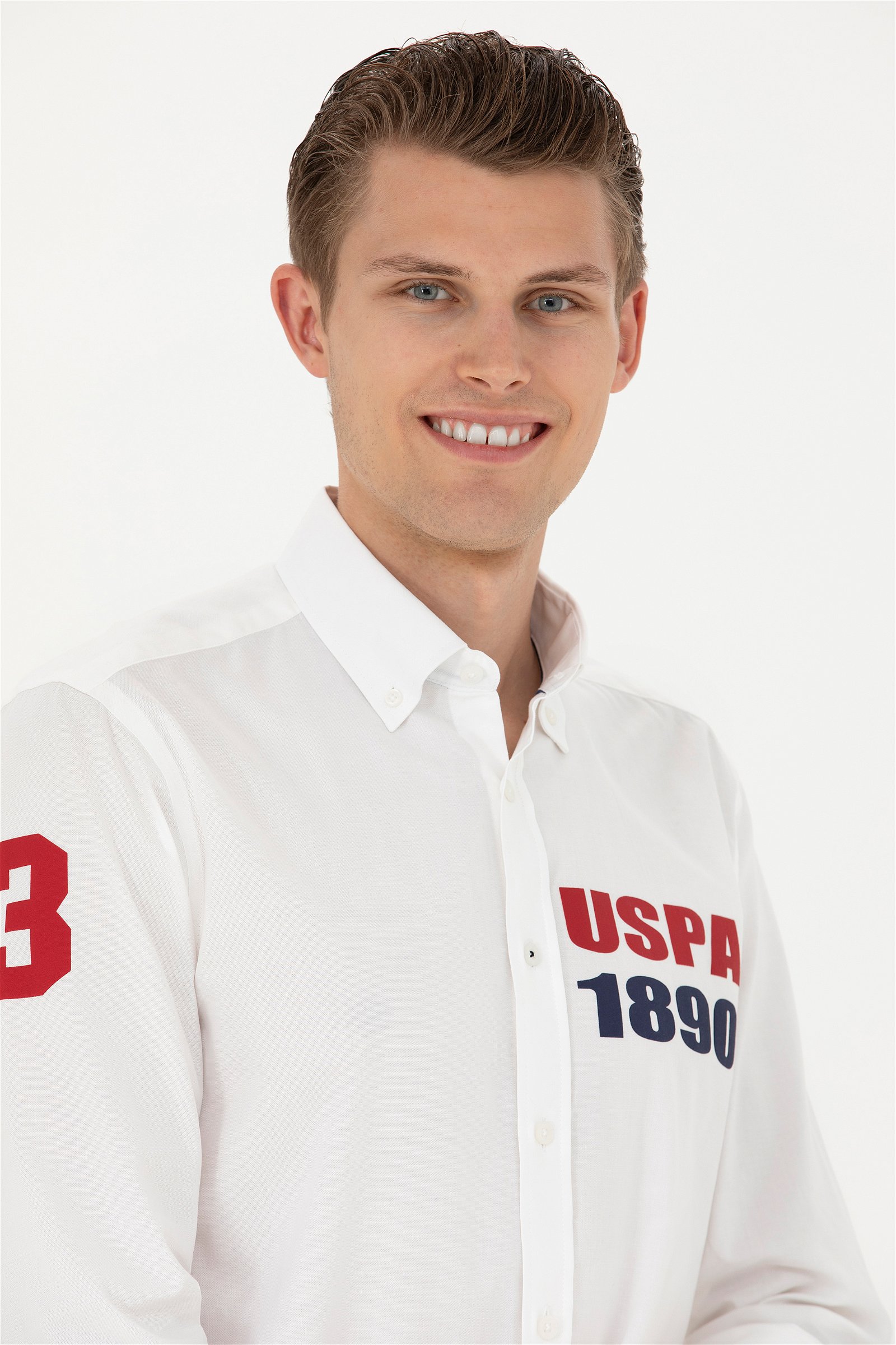پیراهن  سفید  رگولار  مردانه یو اس پولو | US POLO ASSN