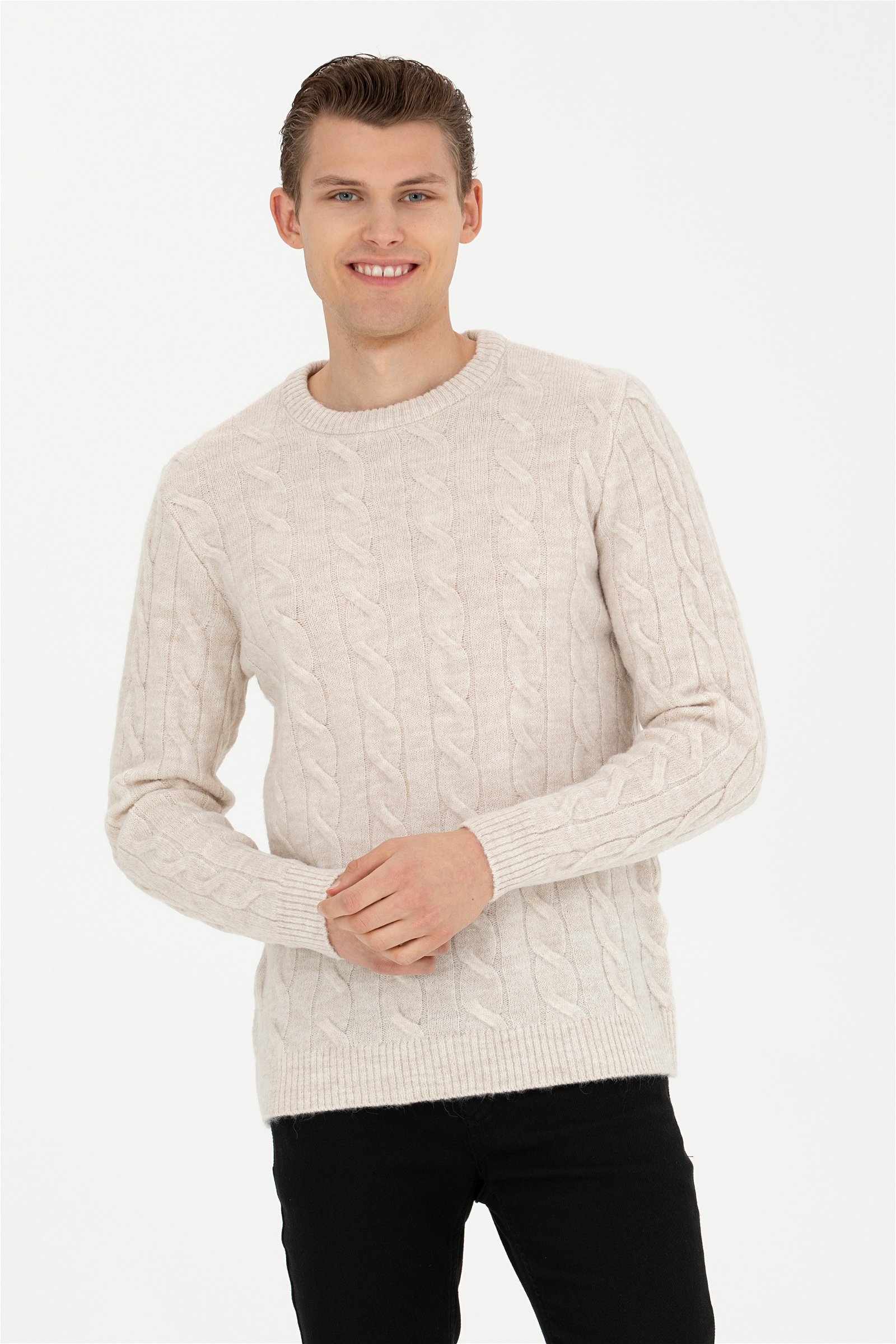 تریکو  خاکستری ملانژ  رگولار آستین بلند مردانه یو اس پولو | US POLO ASSN