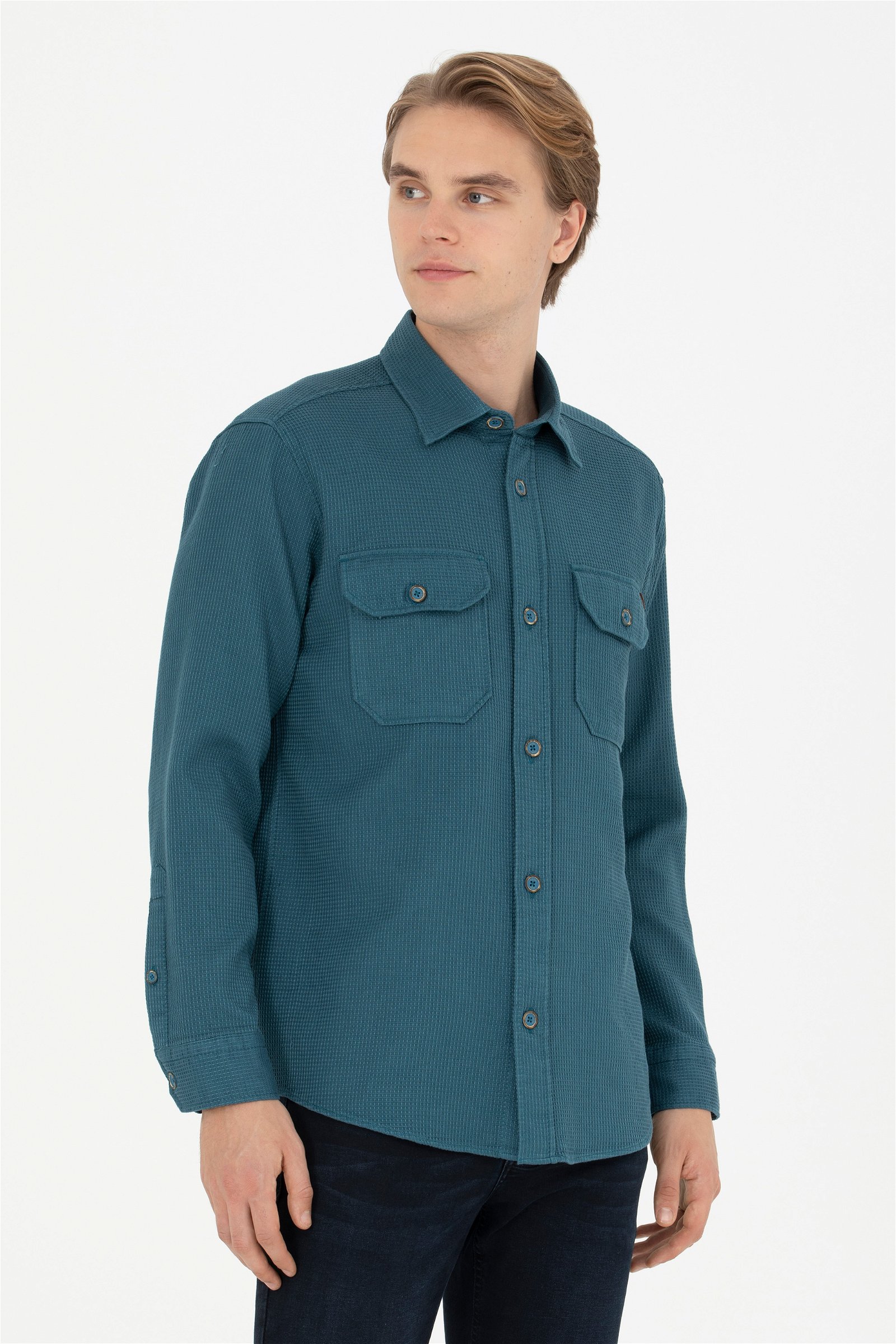 پیراهن  آبی نفتی  ریلکس  مردانه یو اس پولو | US POLO ASSN