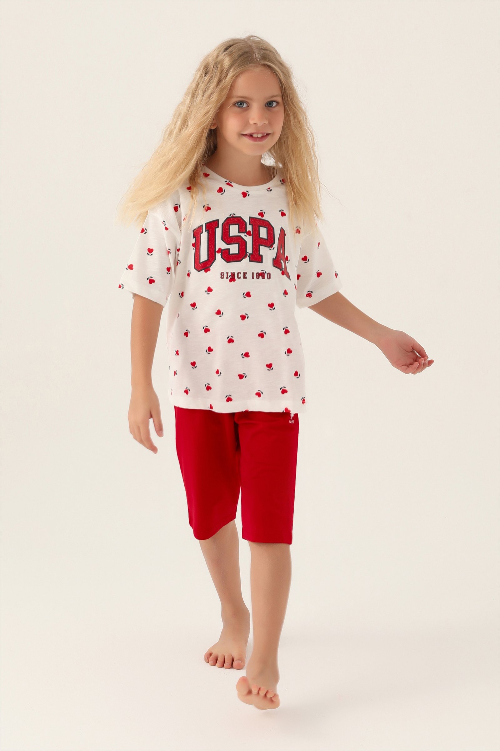 ست پیژامه  قرمز  استاندارد فیت  دخترانه یو اس پولو | US POLO ASSN
