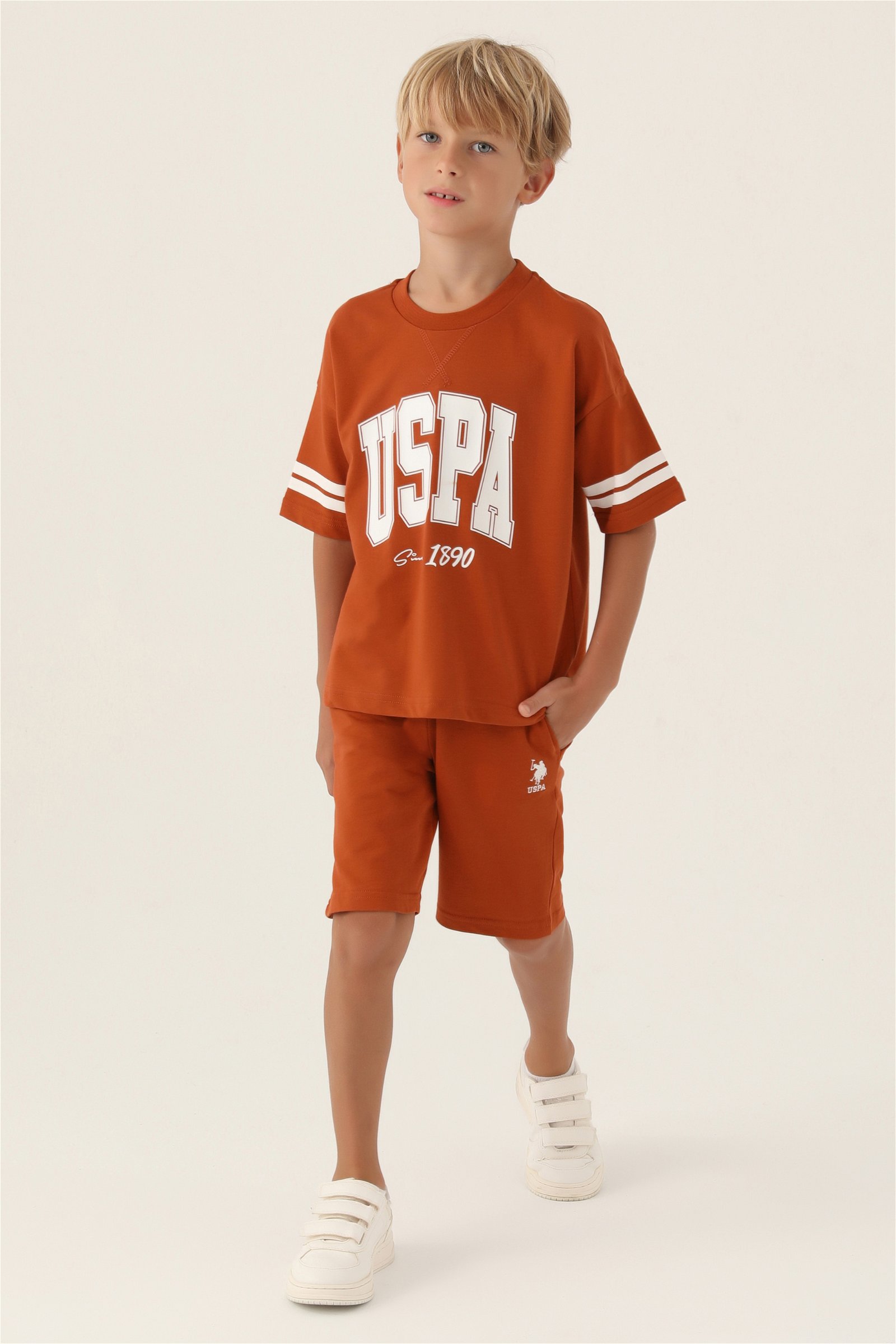 ست پیژامه  آجری  استاندارد فیت  پسرانه یو اس پولو | US POLO ASSN