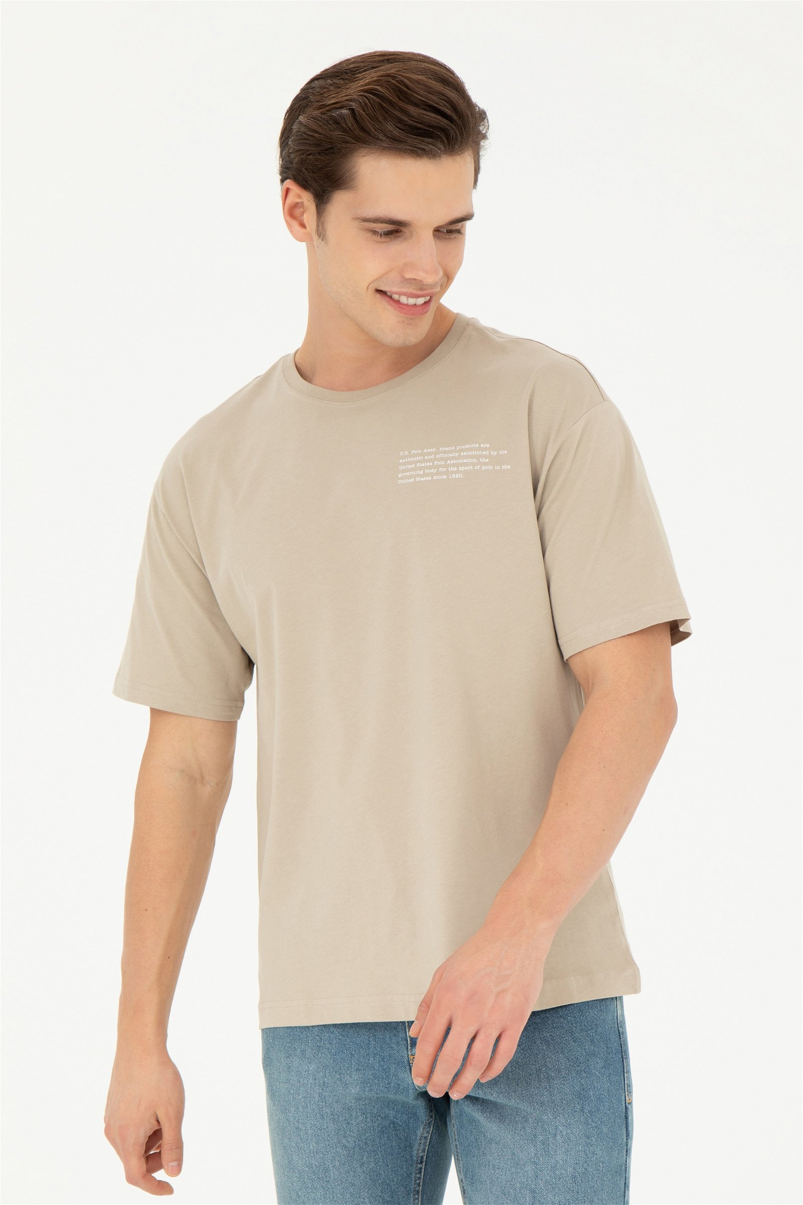تی شرت  خاکی روشن  ریلکس  مردانه یو اس پولو | US POLO ASSN