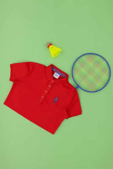 تی شرت یقه پولو قرمز  اندامی  دخترانه یو اس پولو | US POLO ASSN