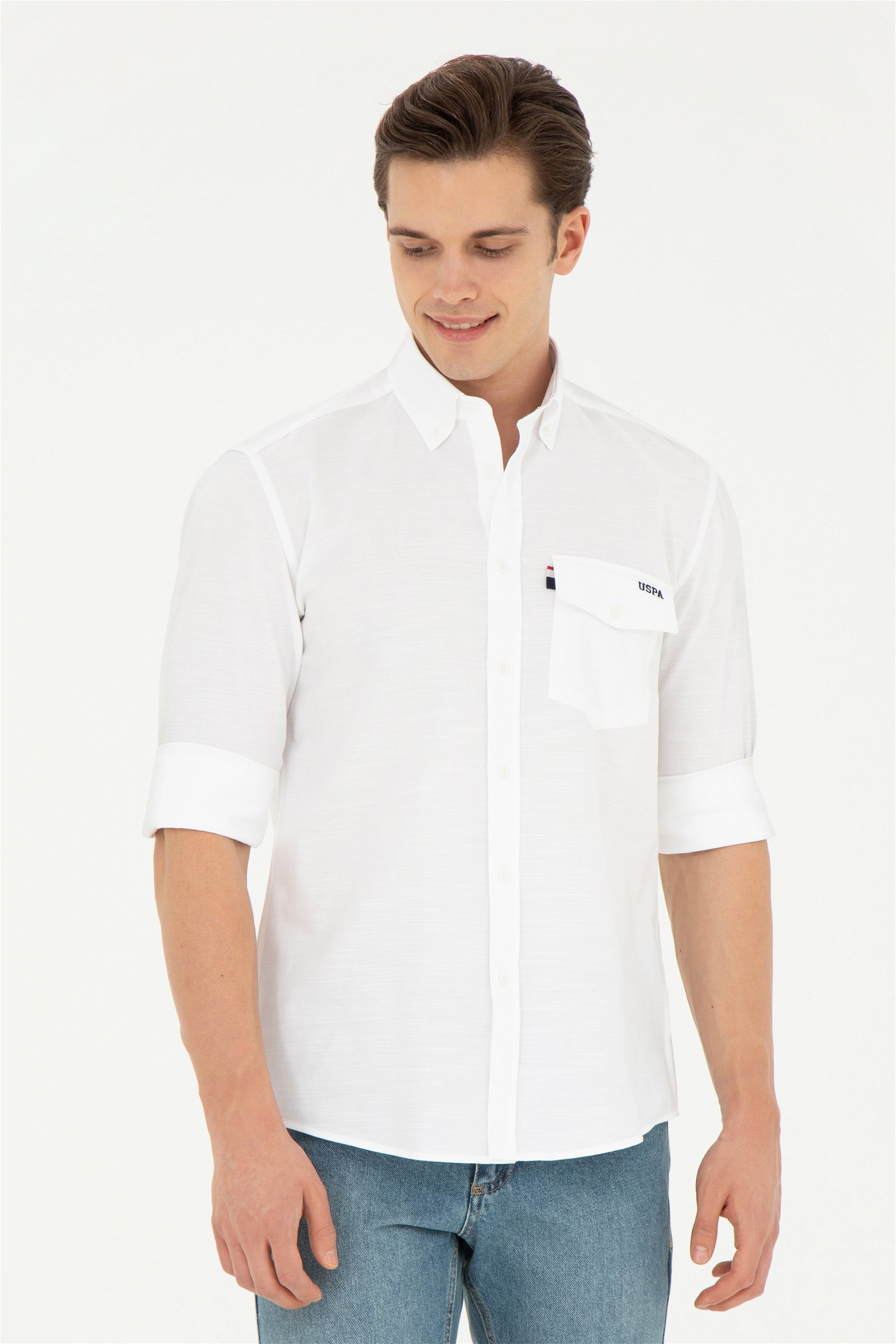 پیراهن  سفید  رگولار  مردانه یو اس پولو | US POLO ASSN