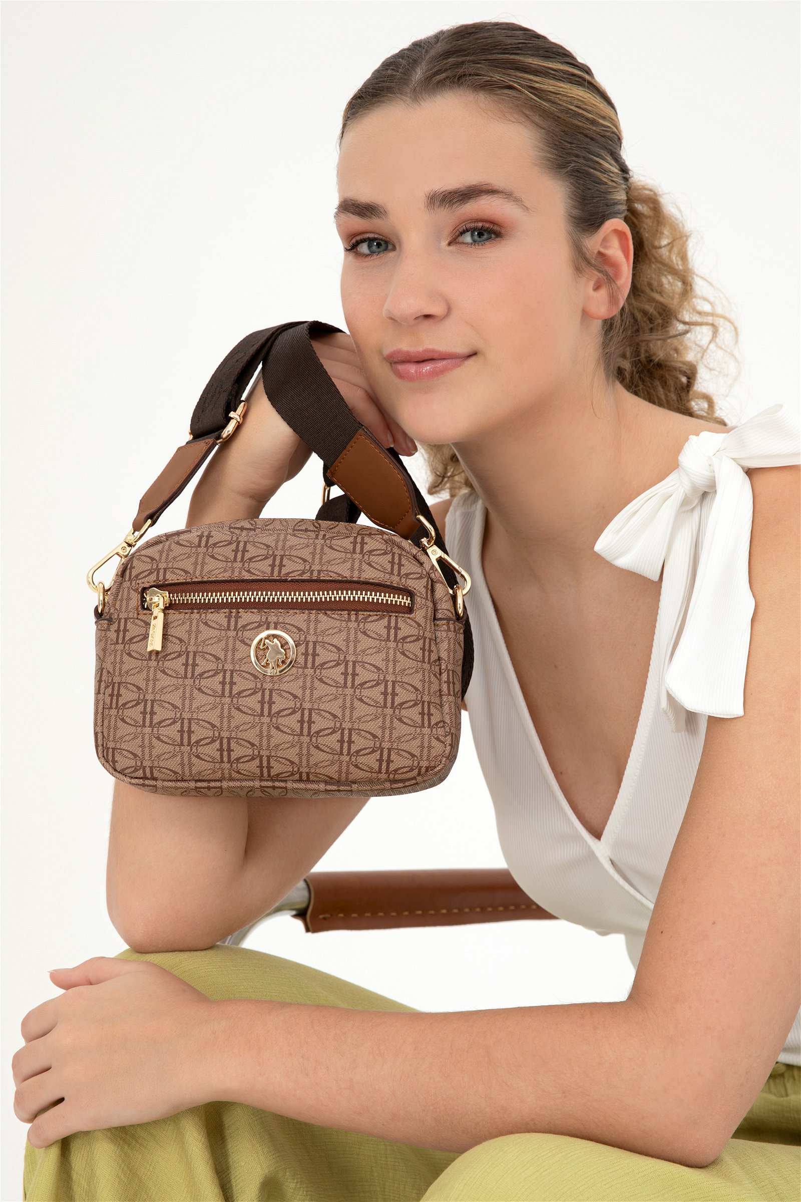 کیف  قهوه ای روشن  استاندارد فیت  زنانه یو اس پولو | US POLO ASSN