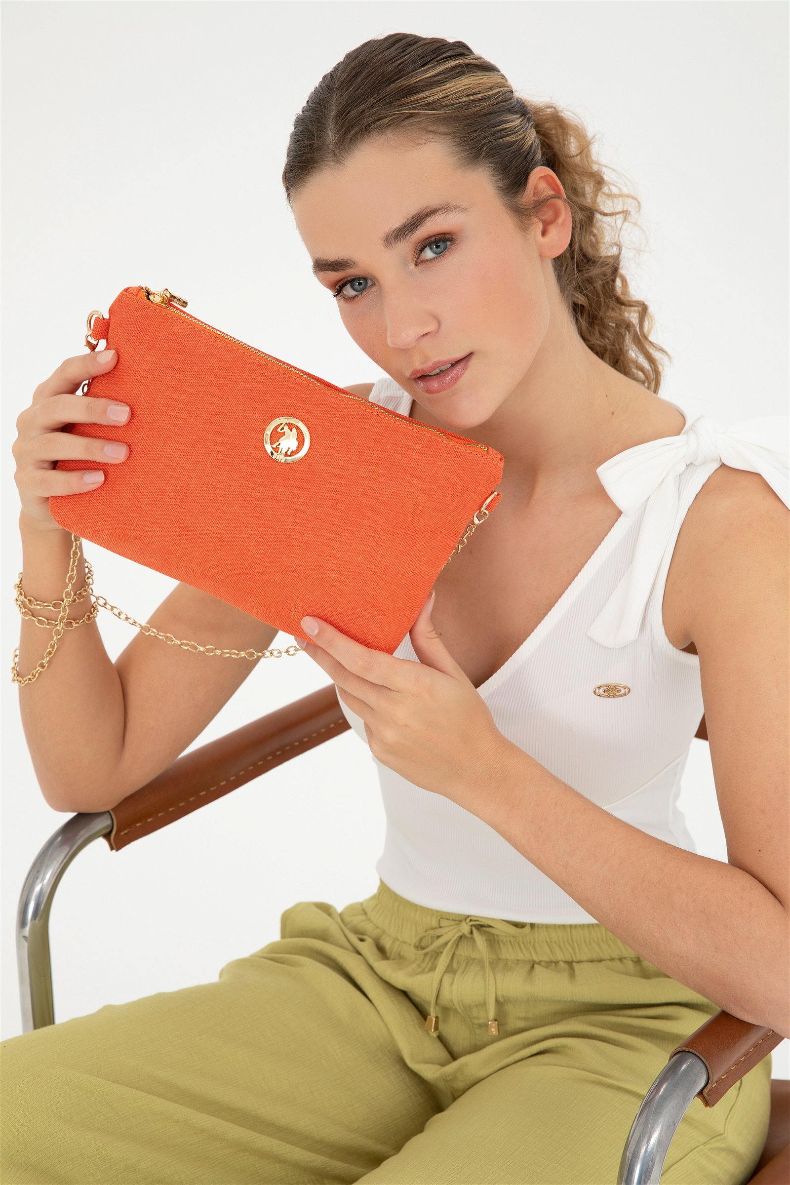 کیف  نارنجی  استاندارد فیت  زنانه یو اس پولو | US POLO ASSN