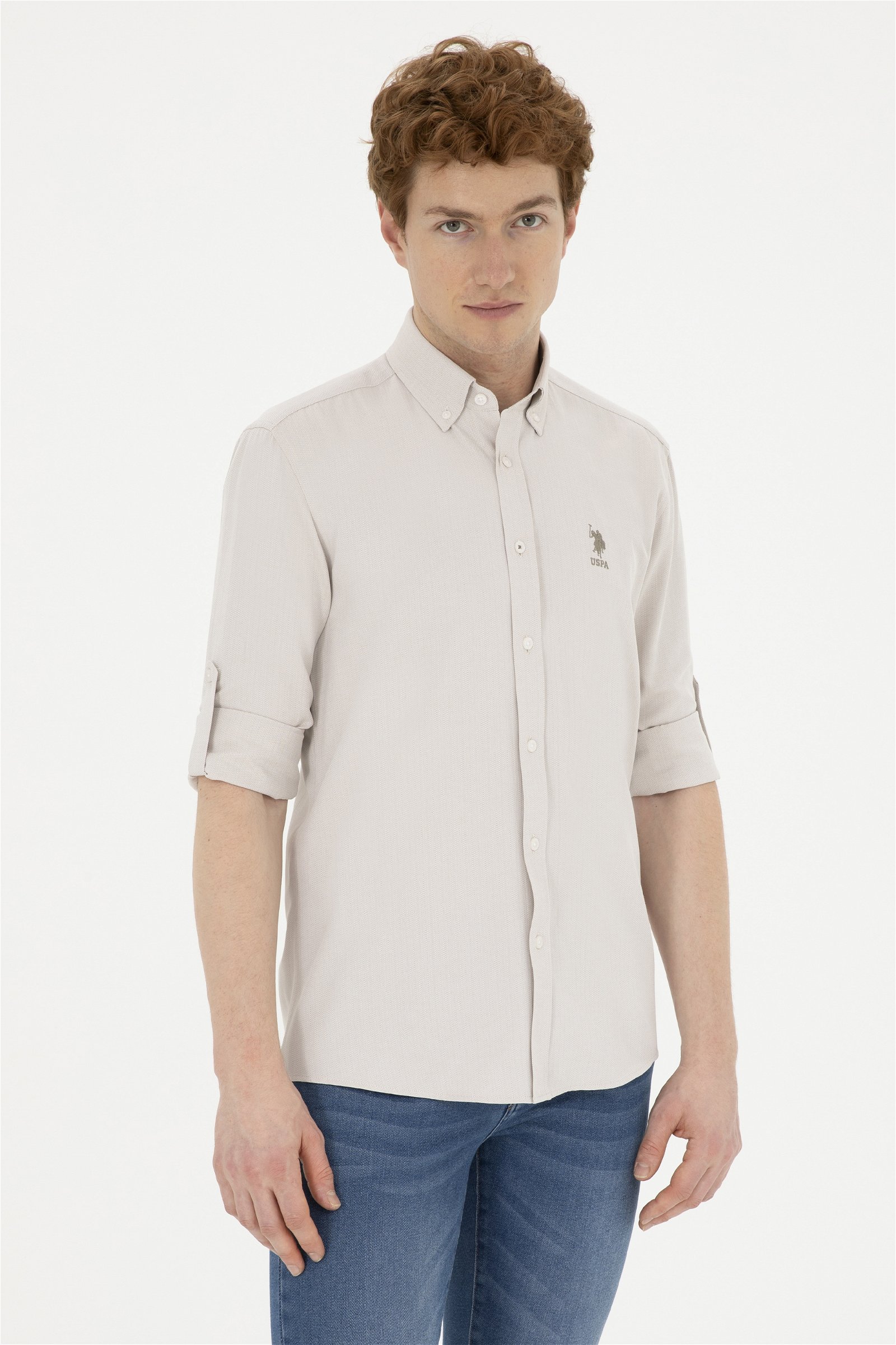پیراهن  خاکستری  اندامی  مردانه یو اس پولو | US POLO ASSN