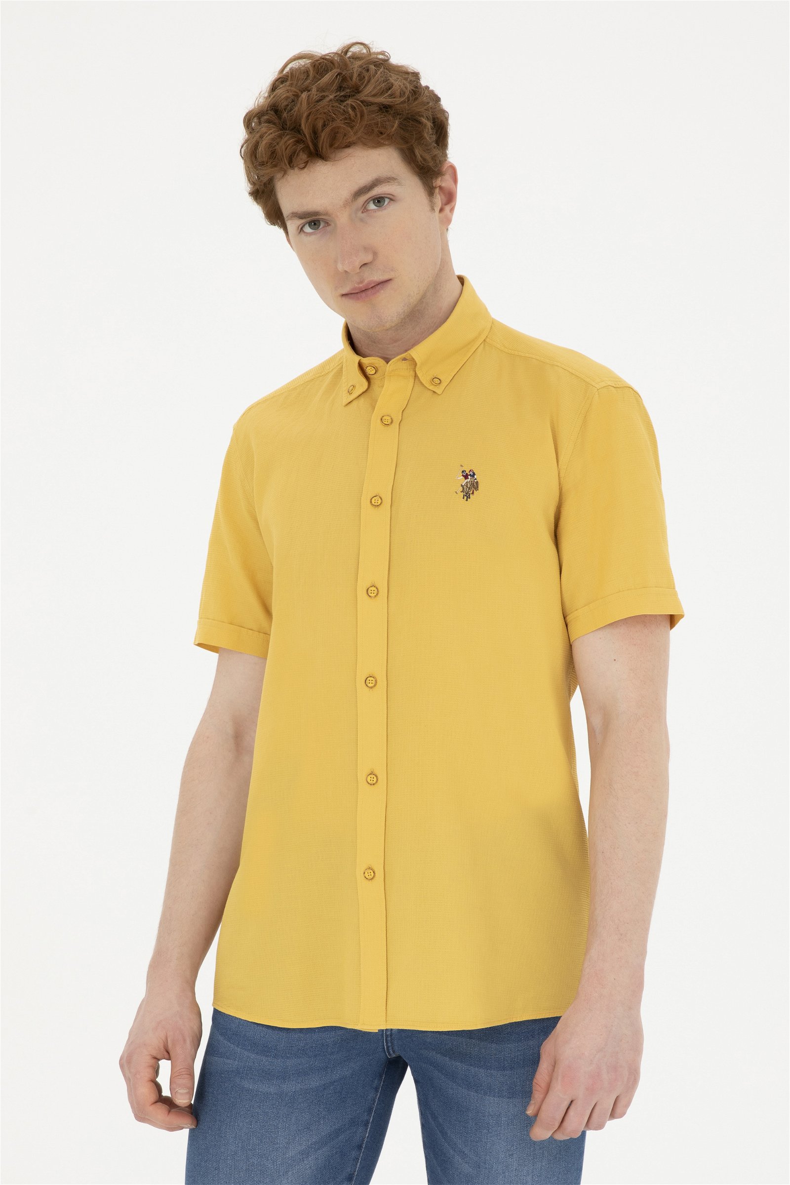 پیراهن  زعفرانی  رگولار  مردانه یو اس پولو | US POLO ASSN
