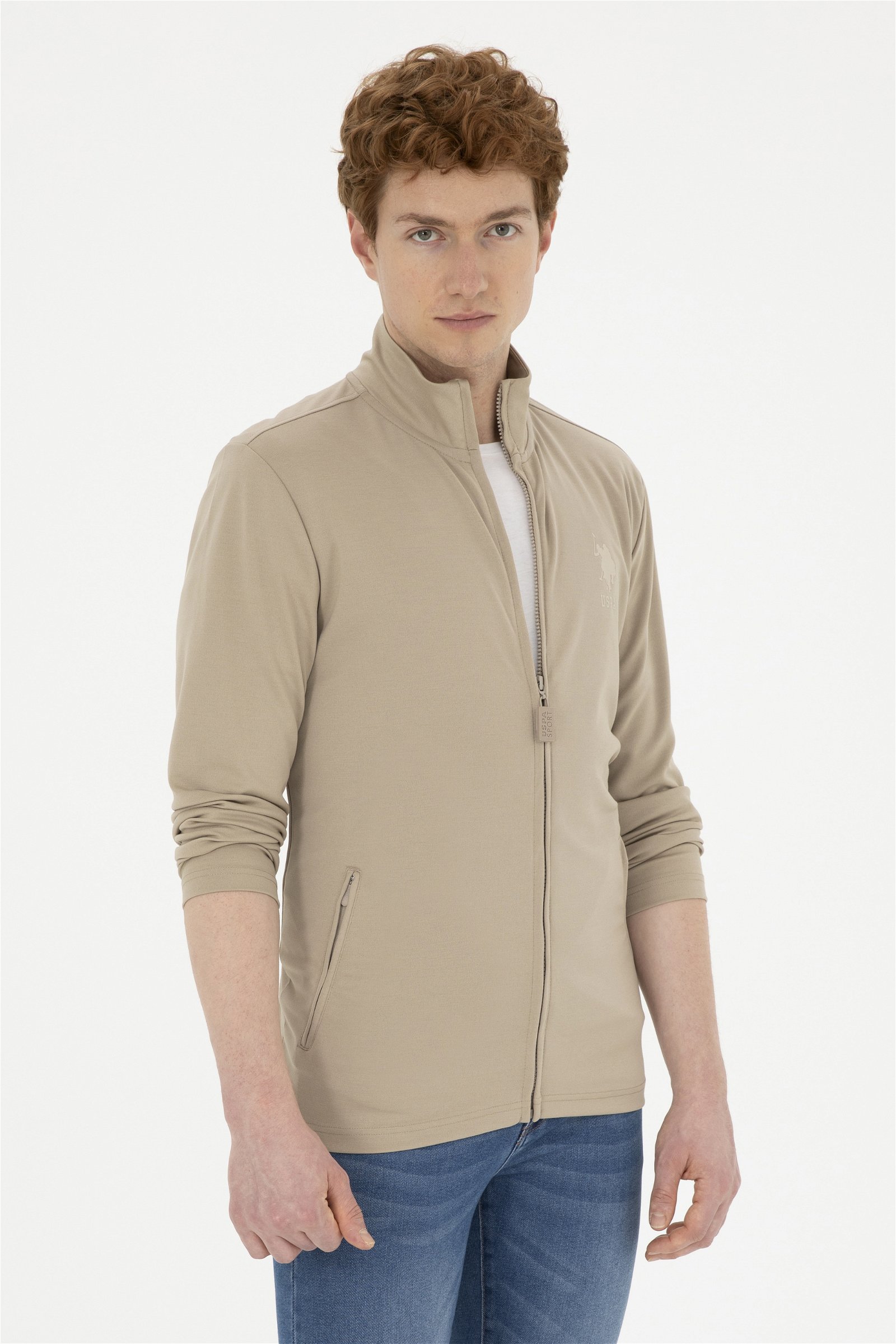 ژاکت  خاکی روشن  اندامی  مردانه یو اس پولو | US POLO ASSN