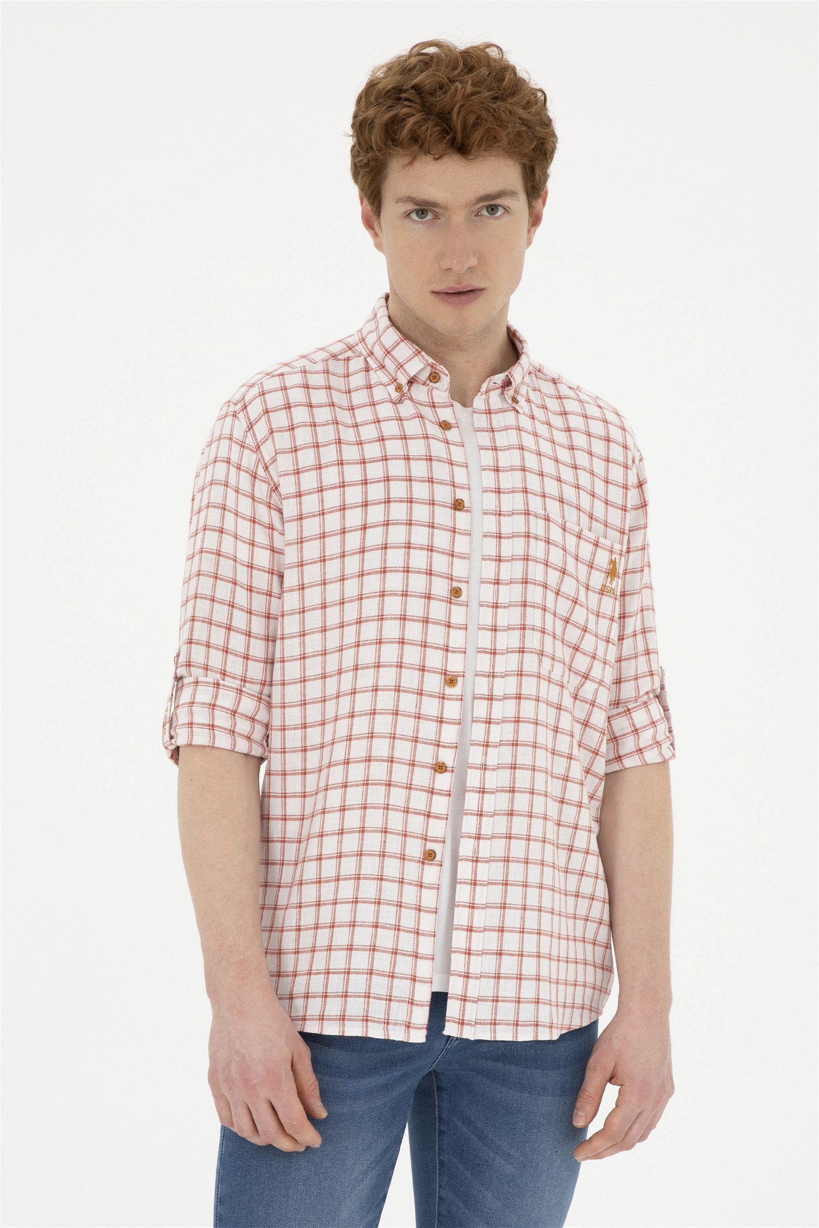 پیراهن  آجری  رگولار  مردانه یو اس پولو | US POLO ASSN