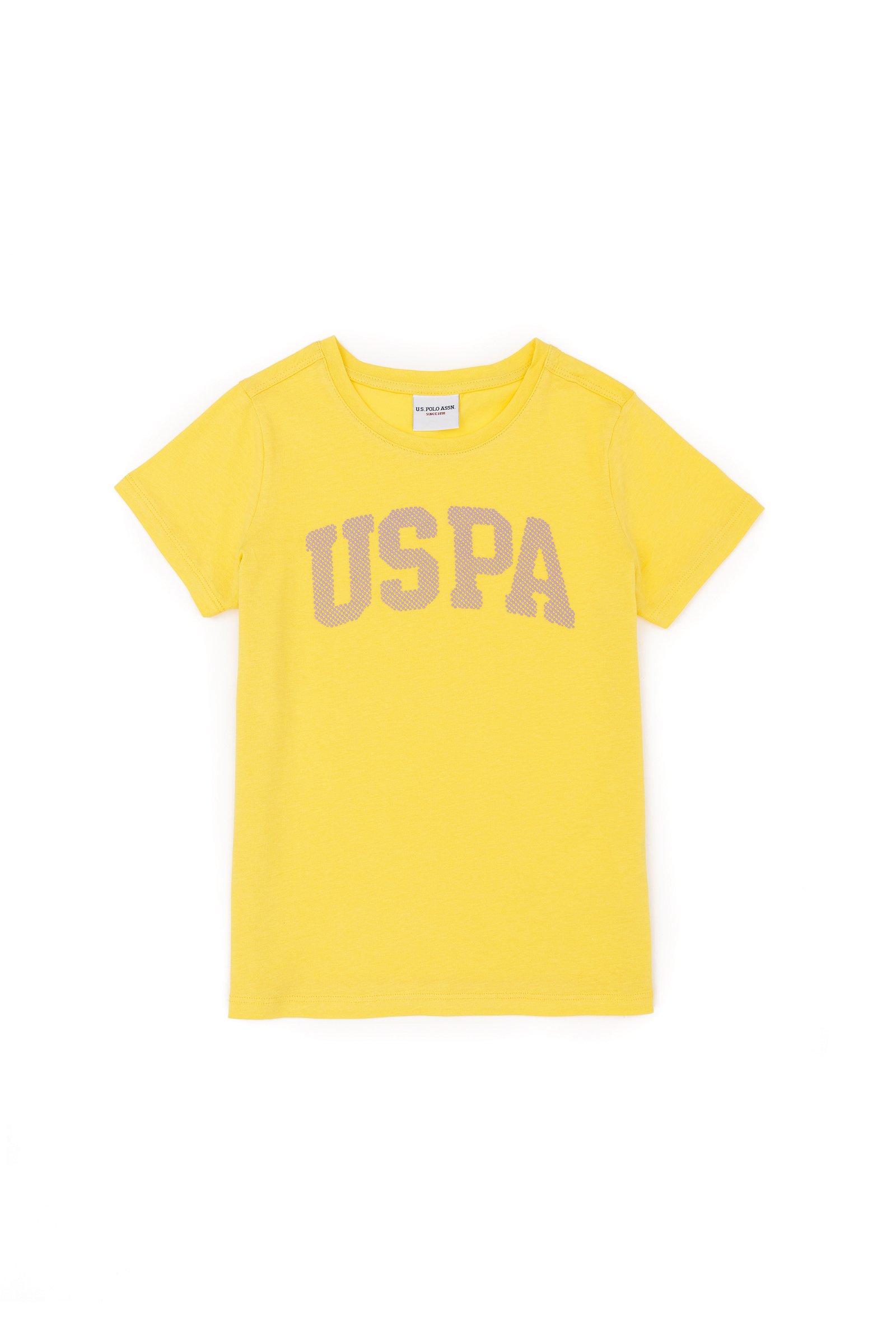 تی شرت یقه گرد زرد  اندامی  دخترانه یو اس پولو | US POLO ASSN