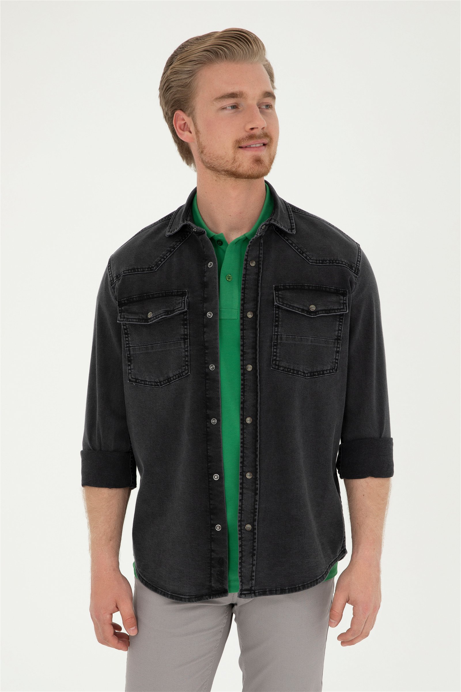 پیراهن جین  سیاه  ریلکس  مردانه یو اس پولو | US POLO ASSN