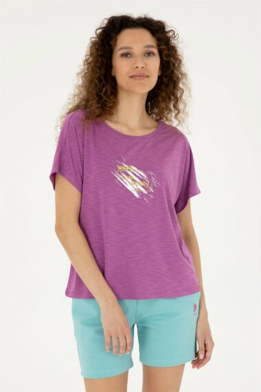 تی شرت یقه گرد بنفش  Crop Top  زنانه یو اس پولو | US POLO ASSN