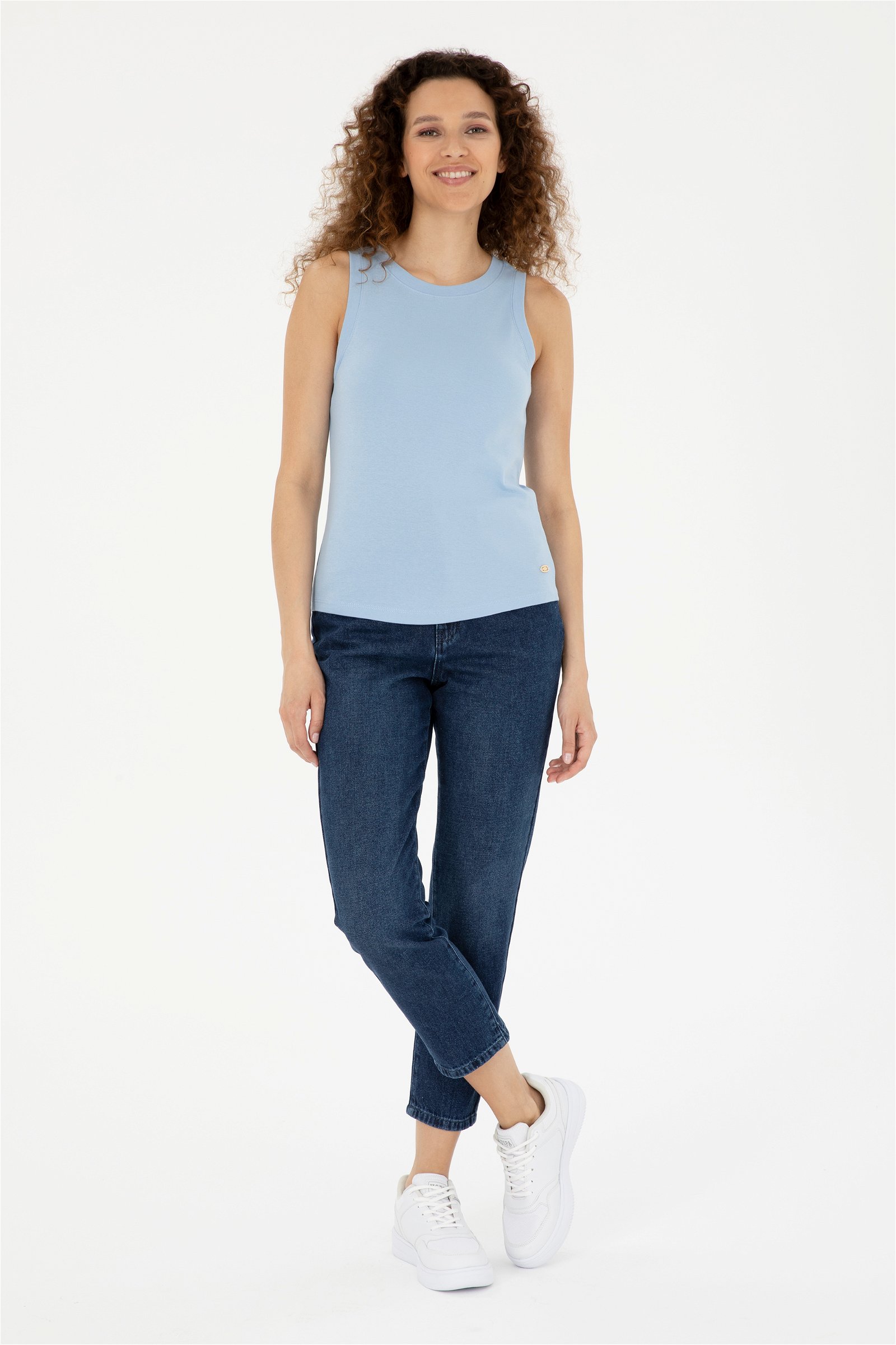 شلوار جین  آبی  MOM HIGH WAIST  زنانه یو اس پولو | US POLO ASSN