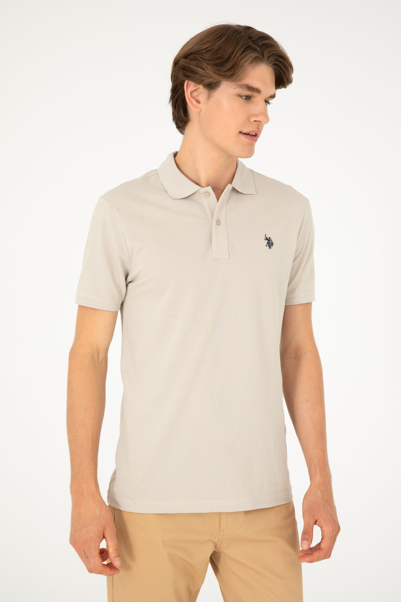 تی شرت یقه پولو خاکستری  اندامی  مردانه یو اس پولو | US POLO ASSN