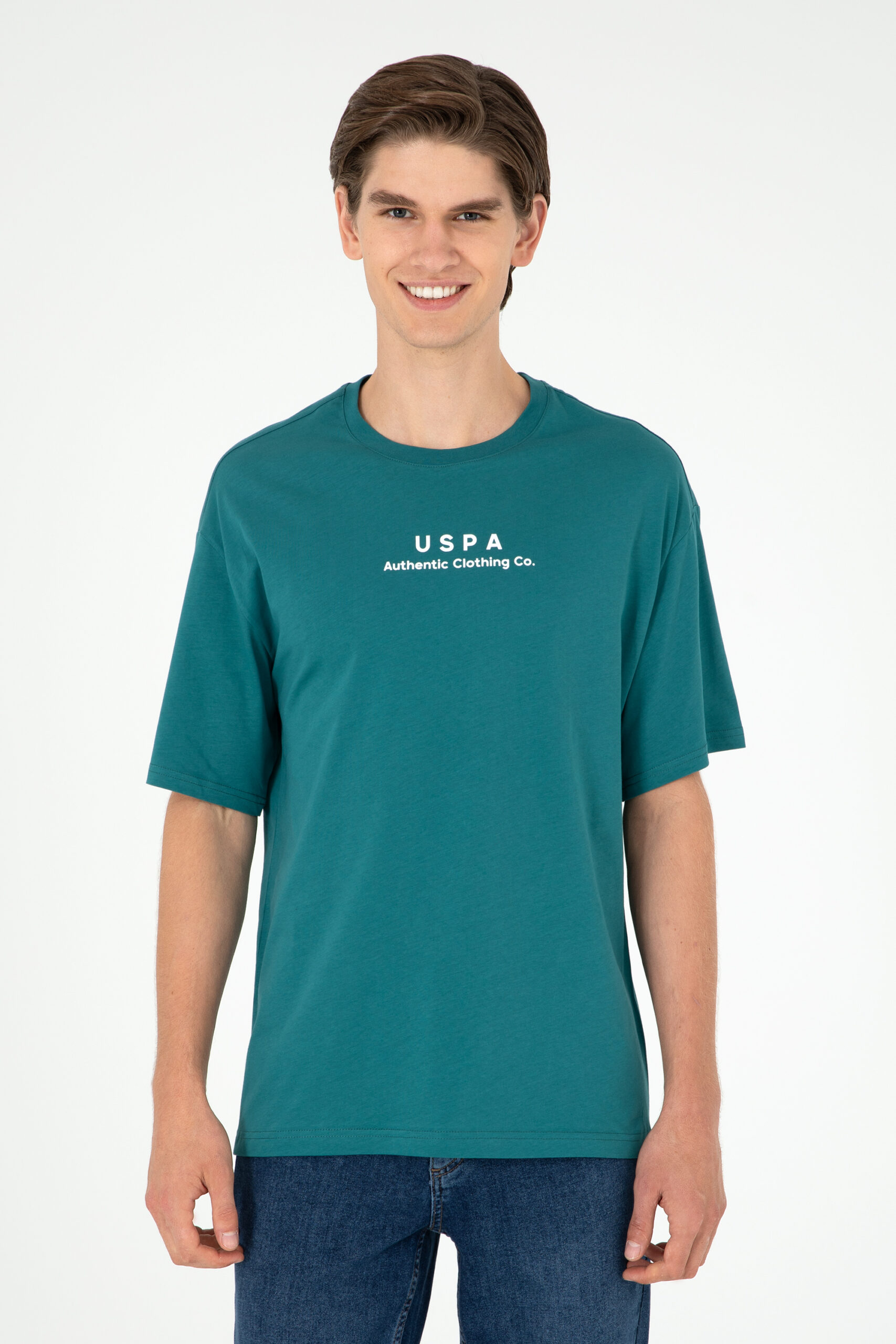تی شرت  سبز تیره  ریلکس  مردانه یو اس پولو | US POLO ASSN