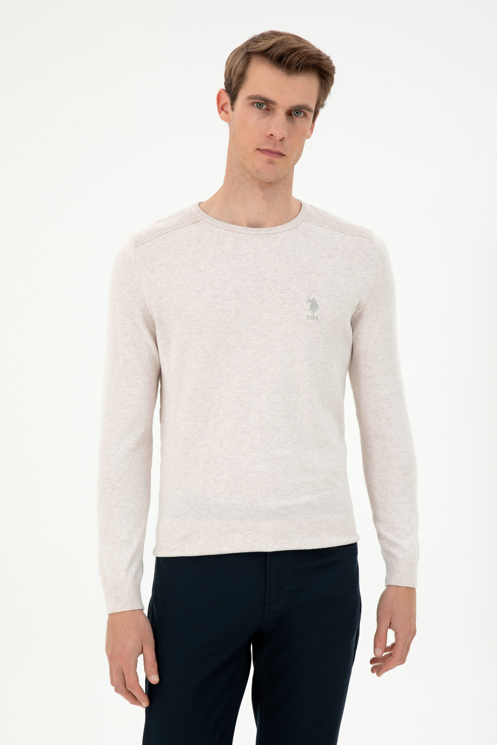 بافت  خاکستری ملانژ  اندامی  مردانه یو اس پولو | US POLO ASSN