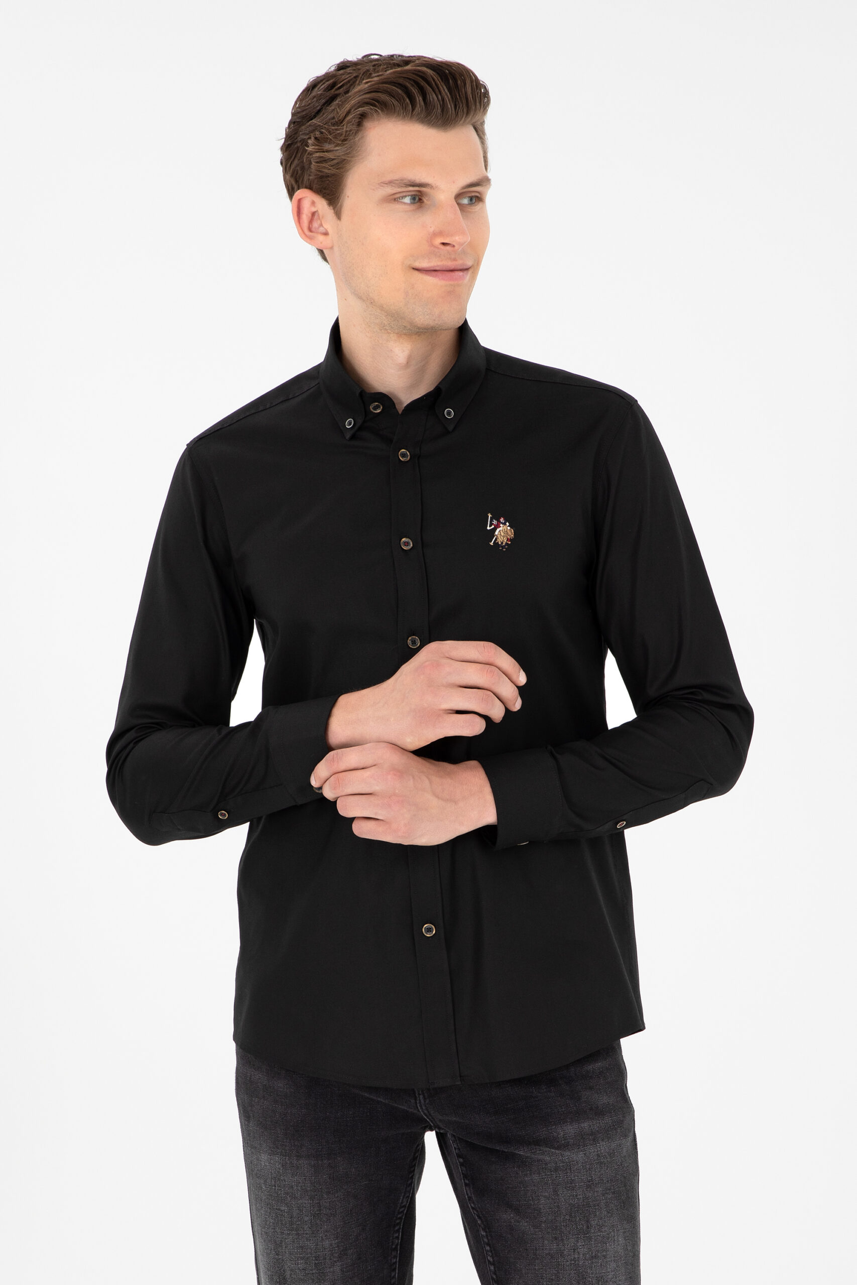 پیراهن  سیاه  اندامی  مردانه یو اس پولو | US POLO ASSN