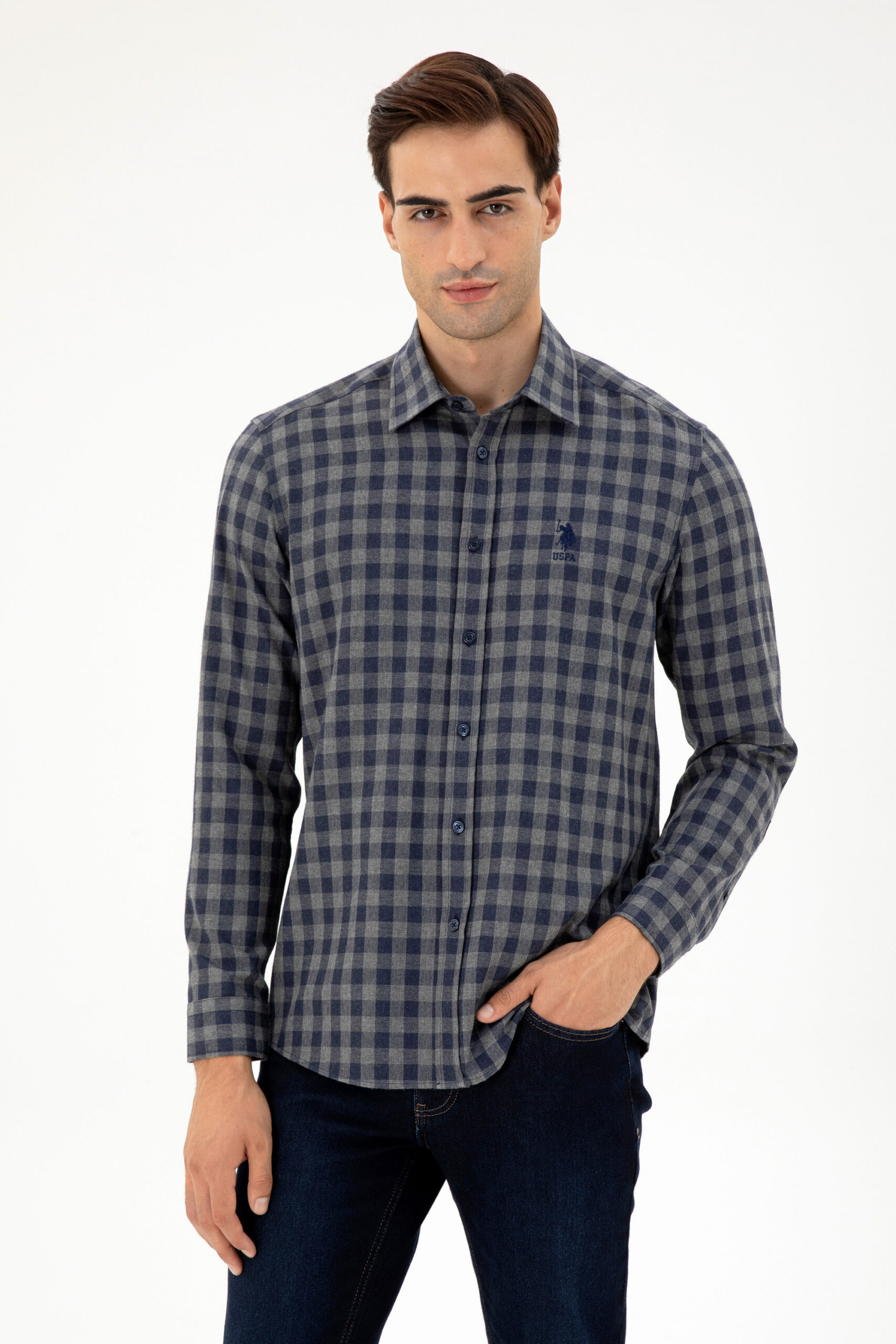 پیراهن  زغالی  رگولار  مردانه یو اس پولو | US POLO ASSN