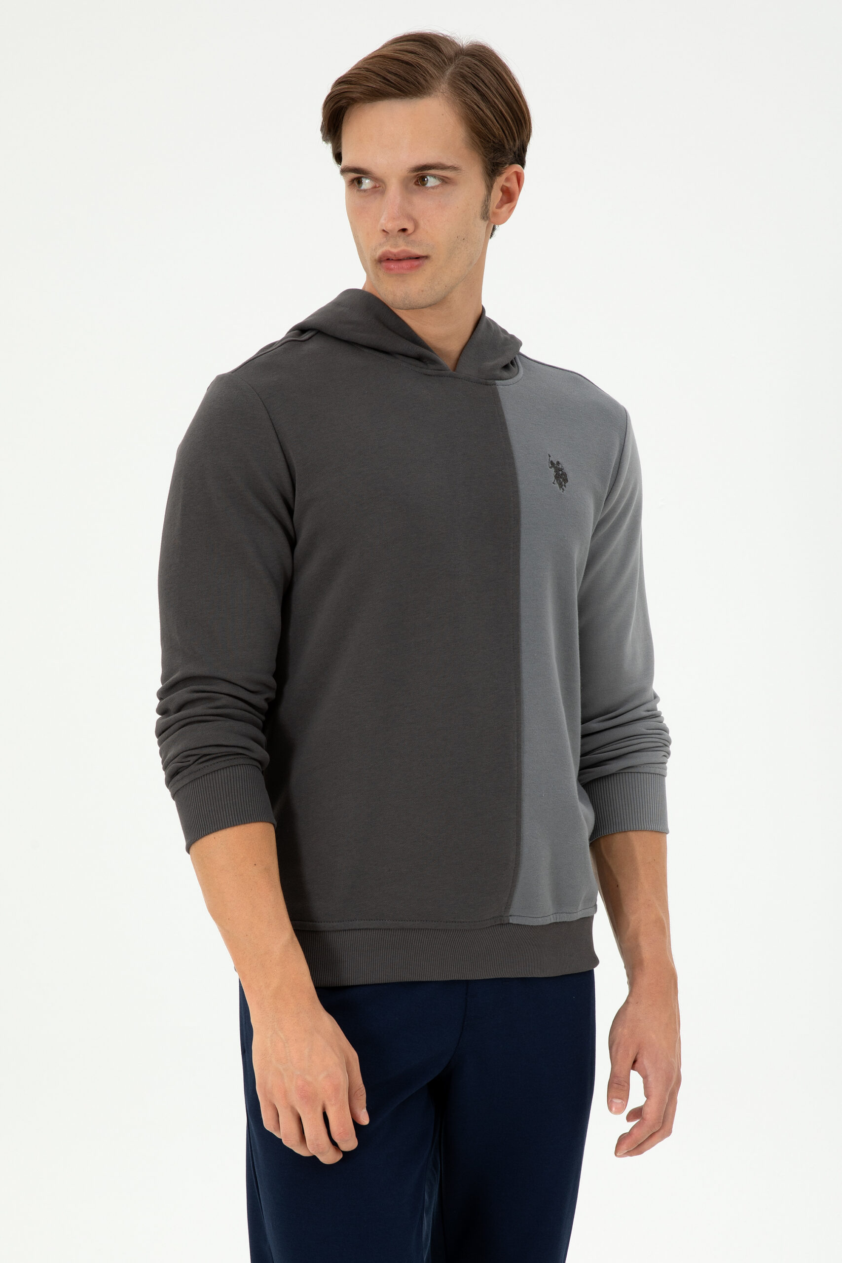 سویشرت هودی زغالی  رگولار آستین بلند مردانه یو اس پولو | US POLO ASSN