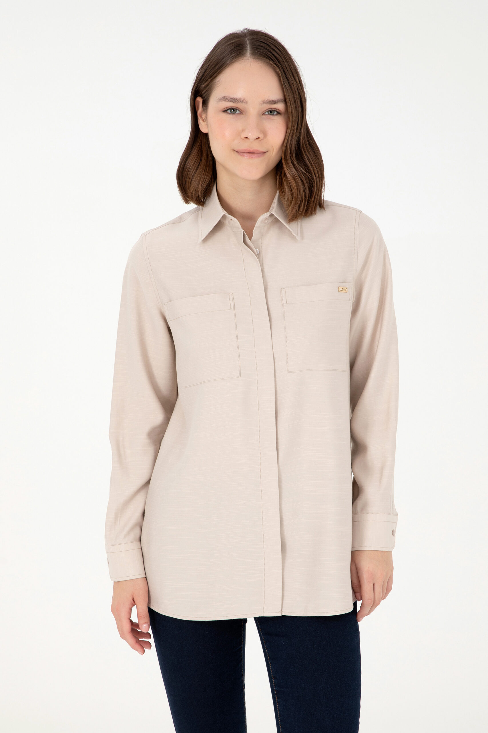پیراهن  خاکستری  رگولار  زنانه یو اس پولو | US POLO ASSN
