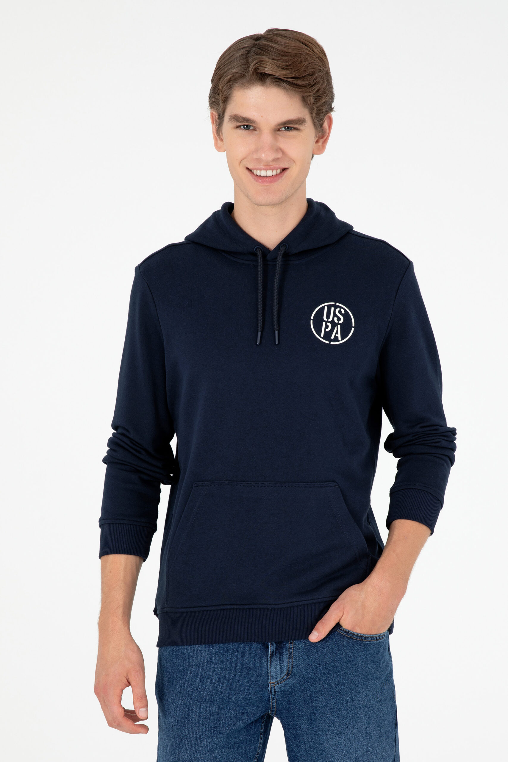 سویشرت هودی لاجورد  رگولار آستین بلند مردانه یو اس پولو | US POLO ASSN