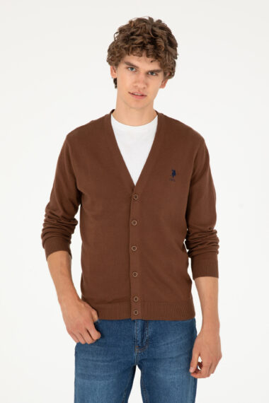 ژاکت یقه هفت قهوه ای  رگولار آستین بلند مردانه یو اس پولو | US POLO ASSN