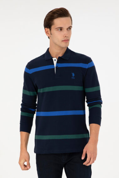 سویشرت یقه پیراهنی لاجورد  رگولار آستین بلند مردانه یو اس پولو | US POLO ASSN