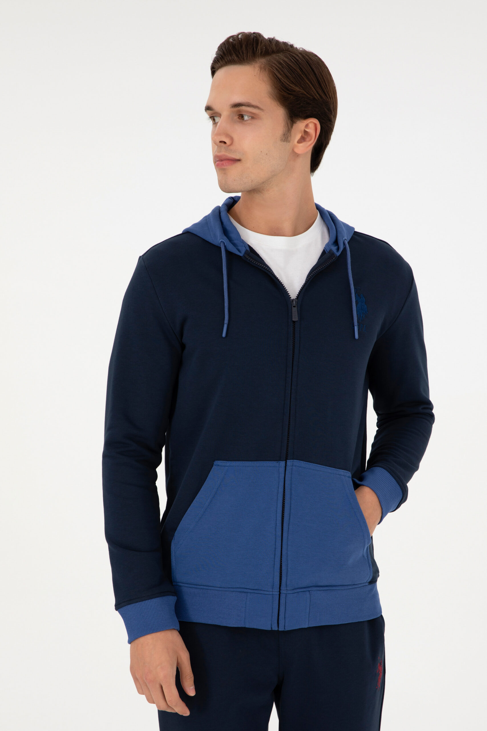 ژاکت هودی لاجورد  رگولار آستین بلند مردانه یو اس پولو | US POLO ASSN
