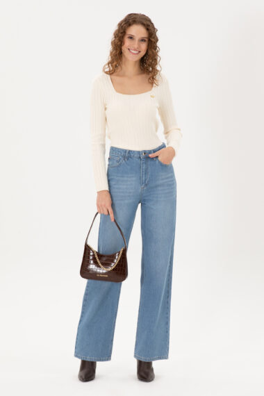 شلوار جین  سورمه ای روشن  FLARE HIGH WAIST  زنانه یو اس پولو | US POLO ASSN