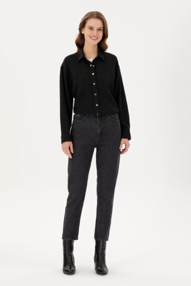 شلوار جین  سیاه  MOM HIGH WAIST  زنانه یو اس پولو | US POLO ASSN