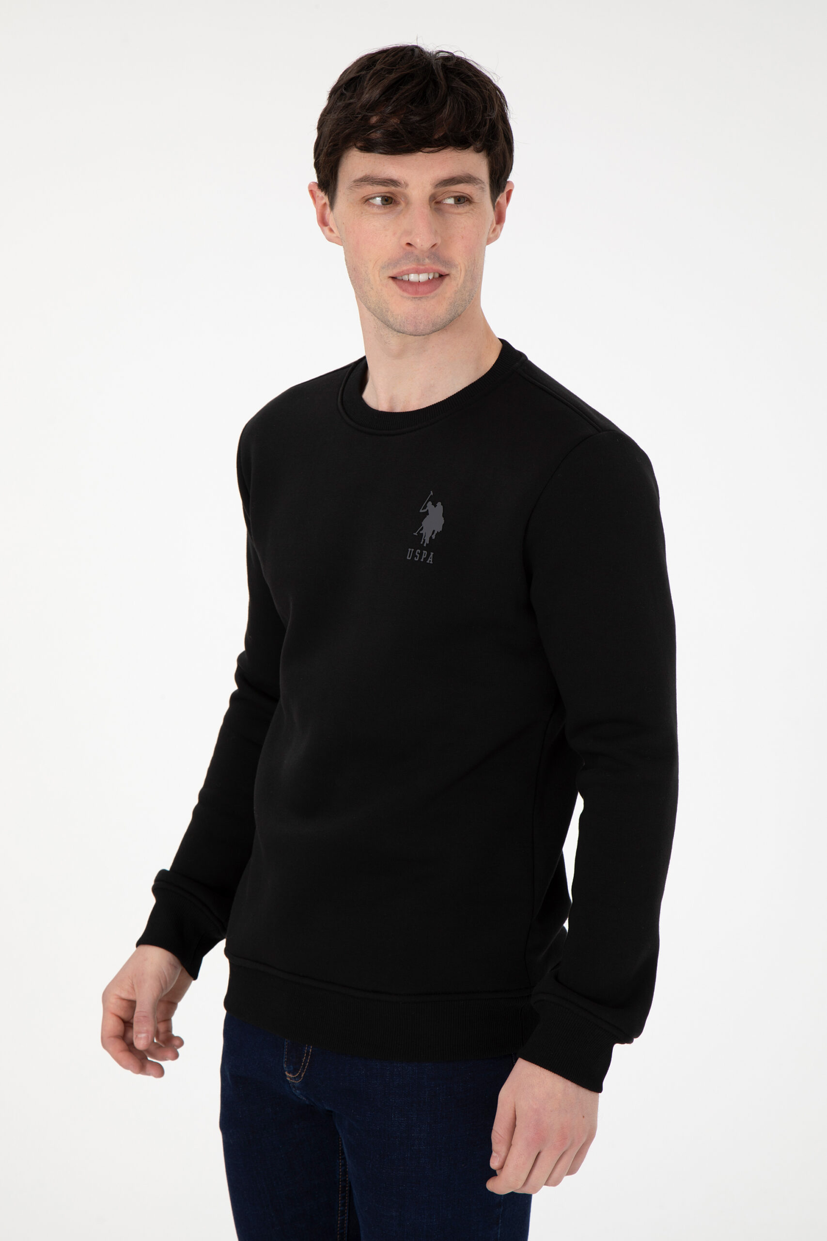 سویشرت یقه گرد سیاه  رگولار آستین بلند مردانه یو اس پولو | US POLO ASSN