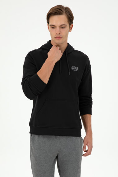 سویشرت هودی سیاه  ریلکس آستین بلند مردانه یو اس پولو | US POLO ASSN
