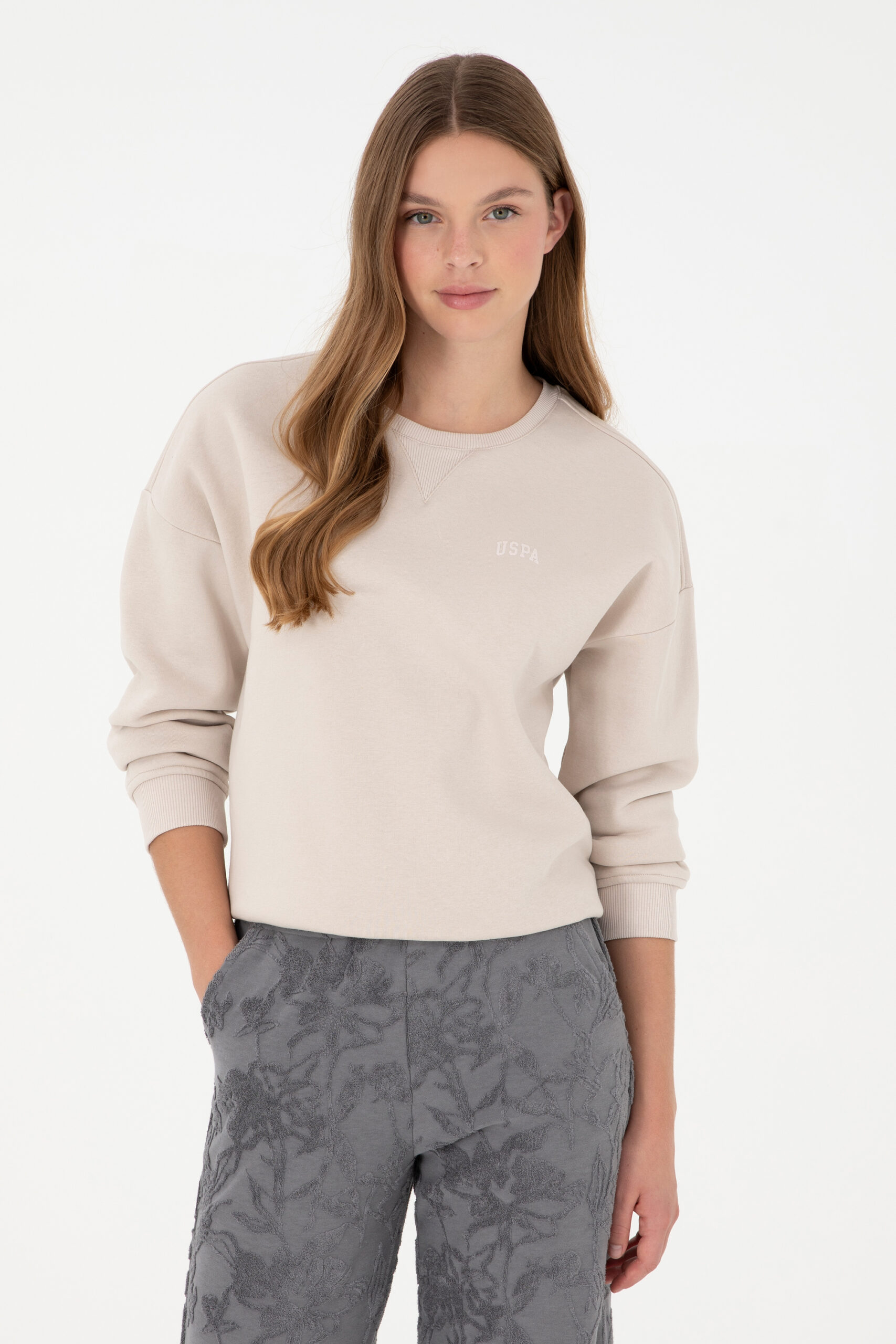 سویشرت  خاکستری  Oversize  زنانه یو اس پولو | US POLO ASSN