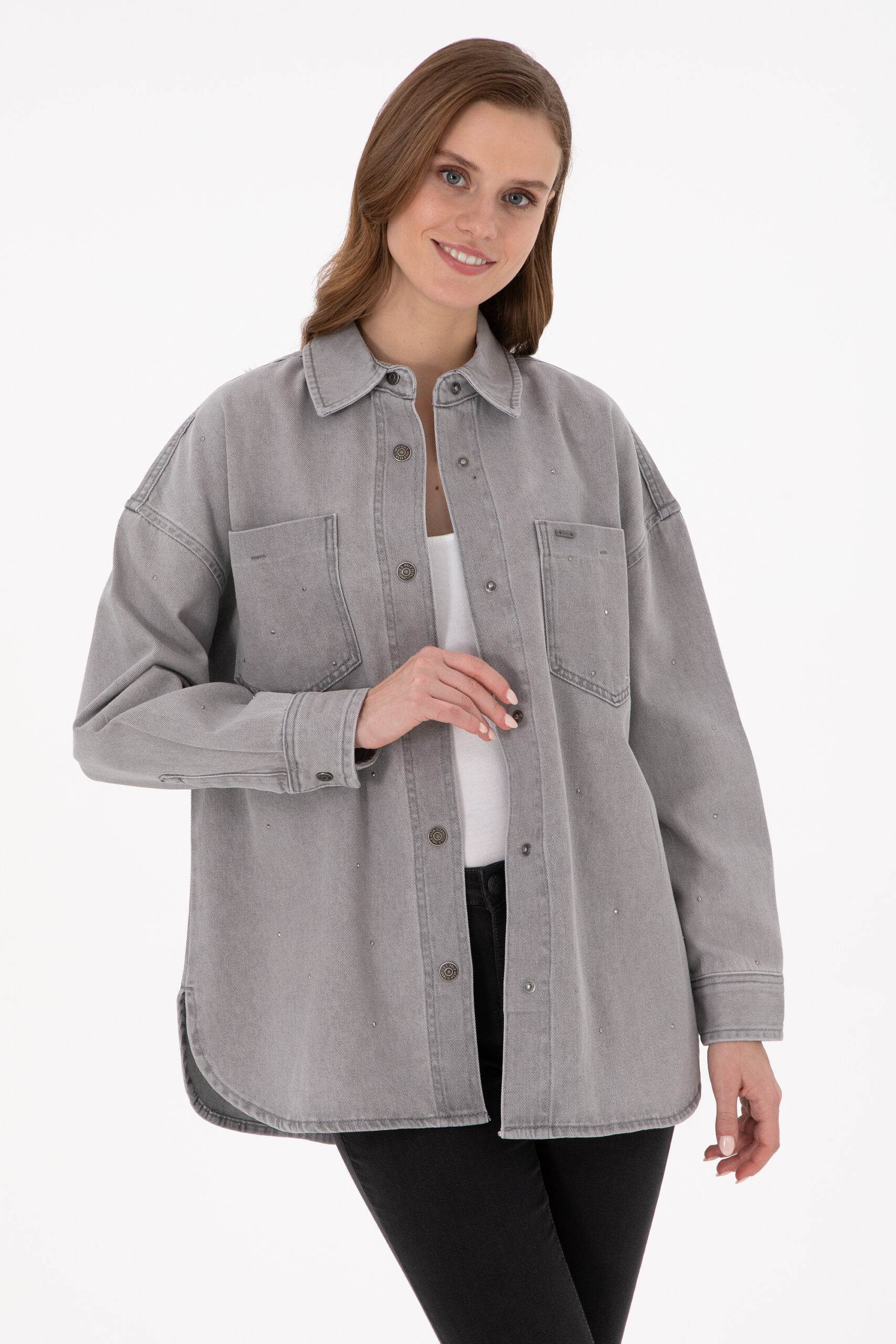 پیراهن  خاکستری  Oversize  زنانه یو اس پولو | US POLO ASSN
